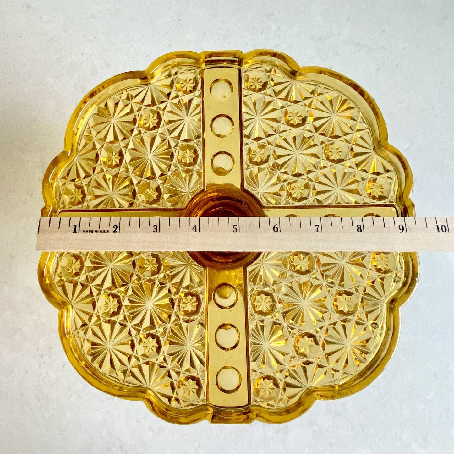 Vintage Adams & Co. Daisy and Button Amber Cake Stand (circa 1890)