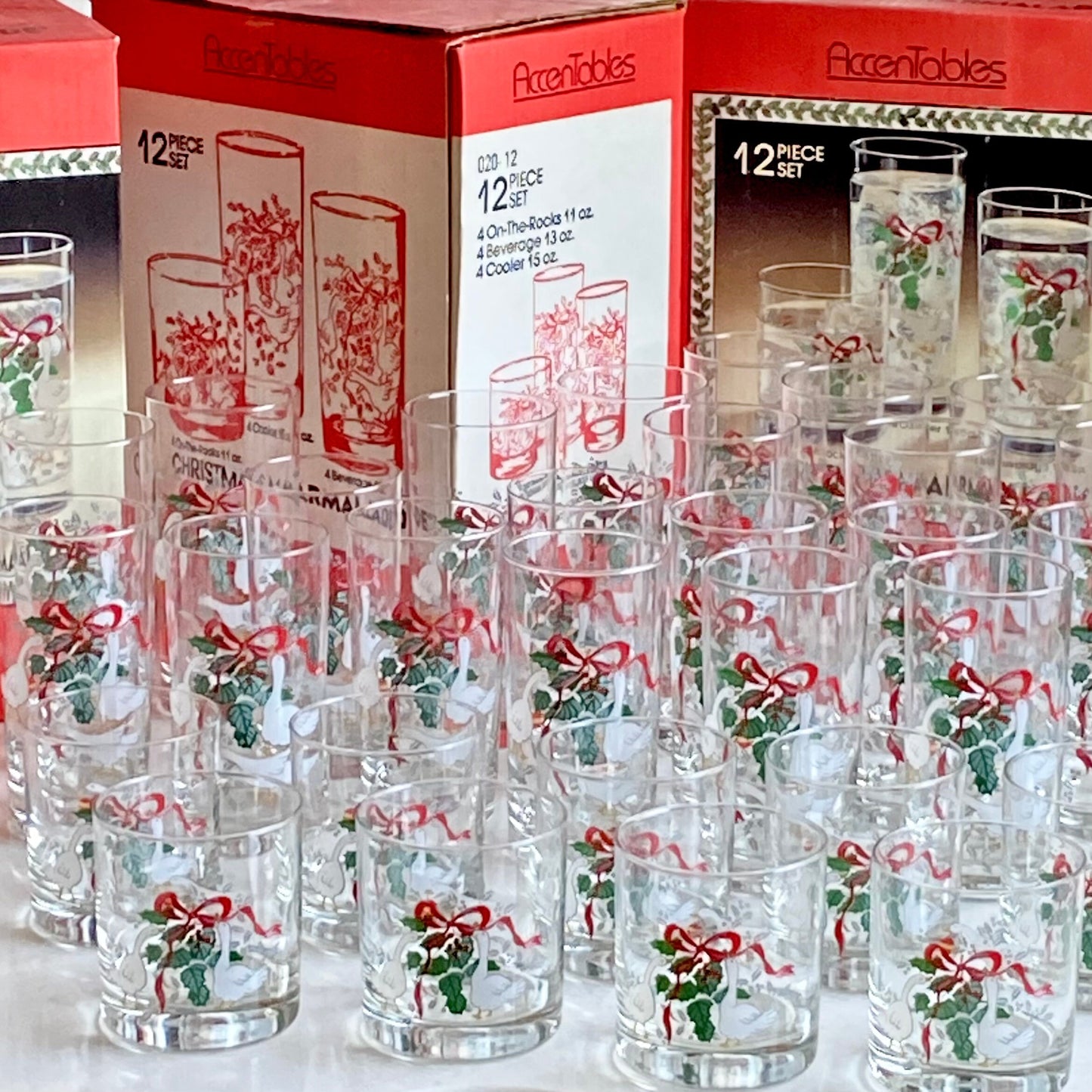 Vintage Christmas Marmalade Glasses - 3 Sets of 12 Available