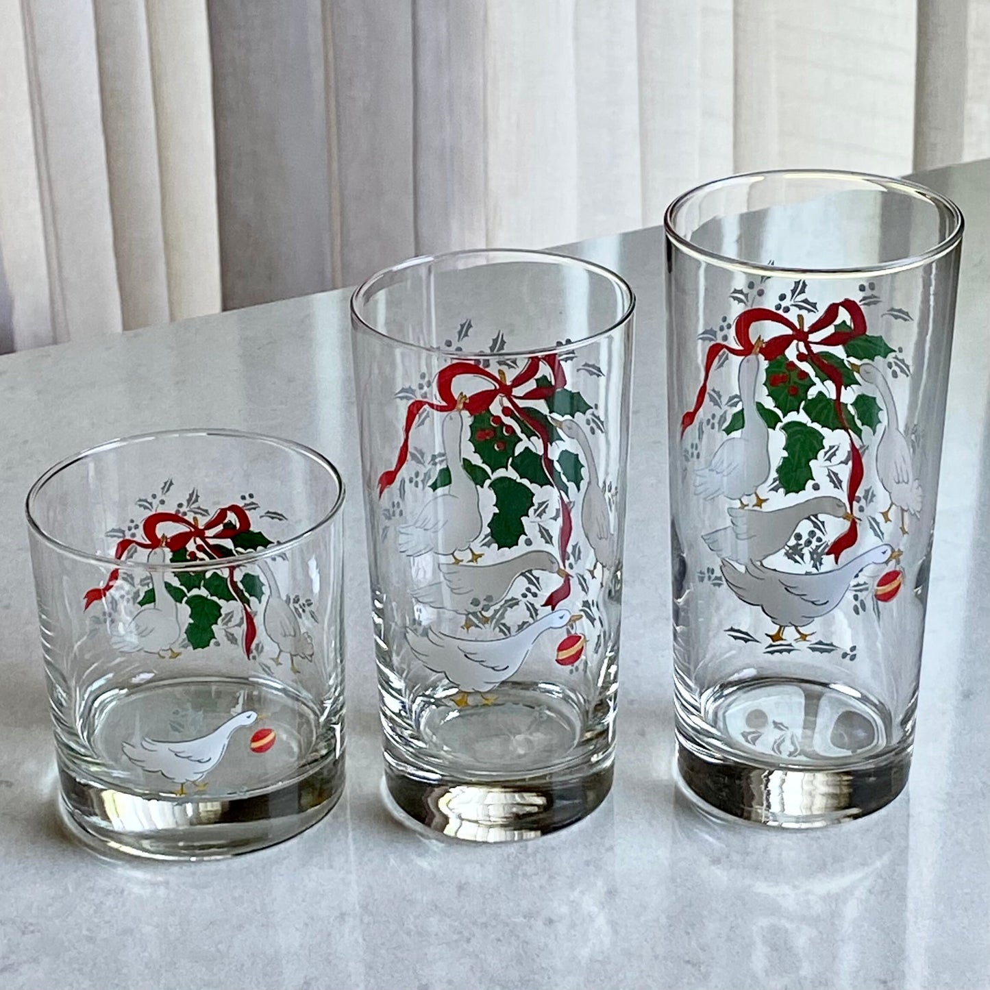 Vintage Christmas Marmalade Glasses - 3 Sets of 12 Available