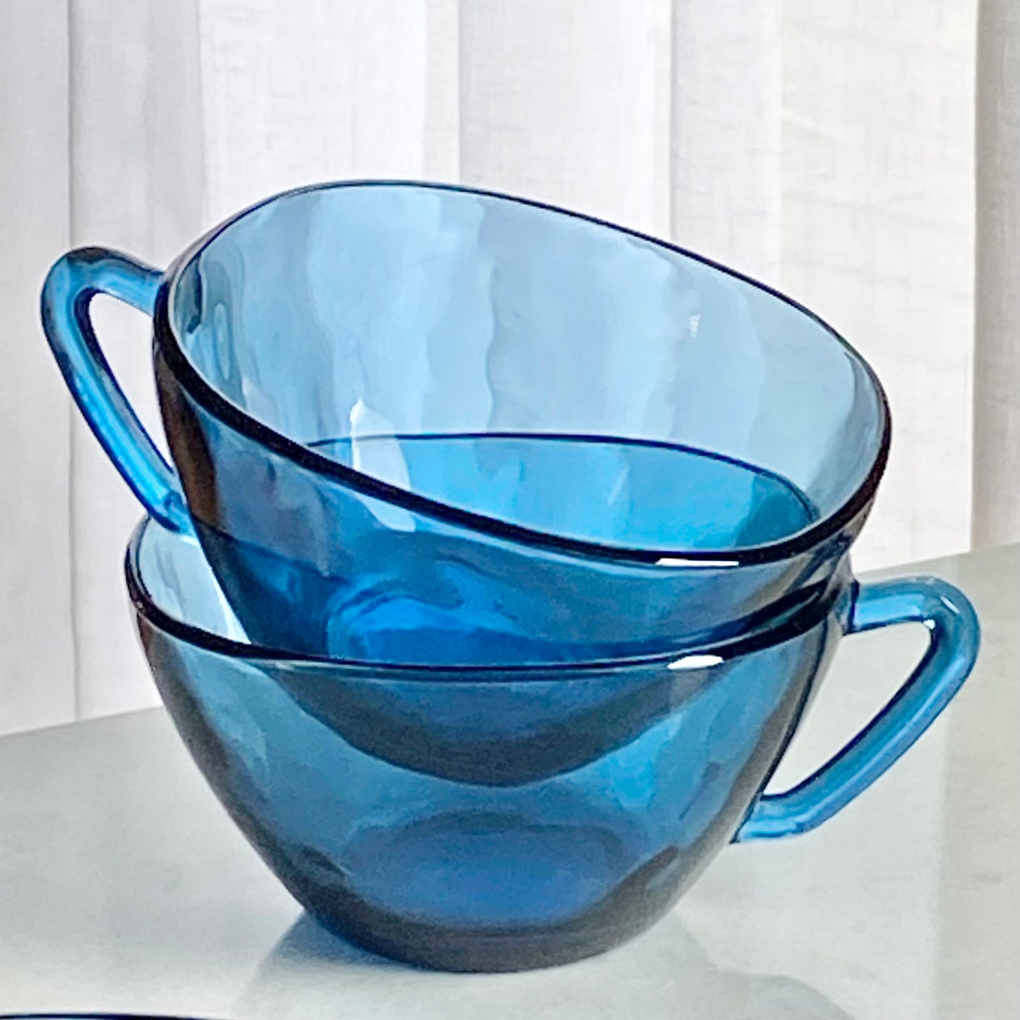 Vintage Vereco Blue Square Cups - Set of 6