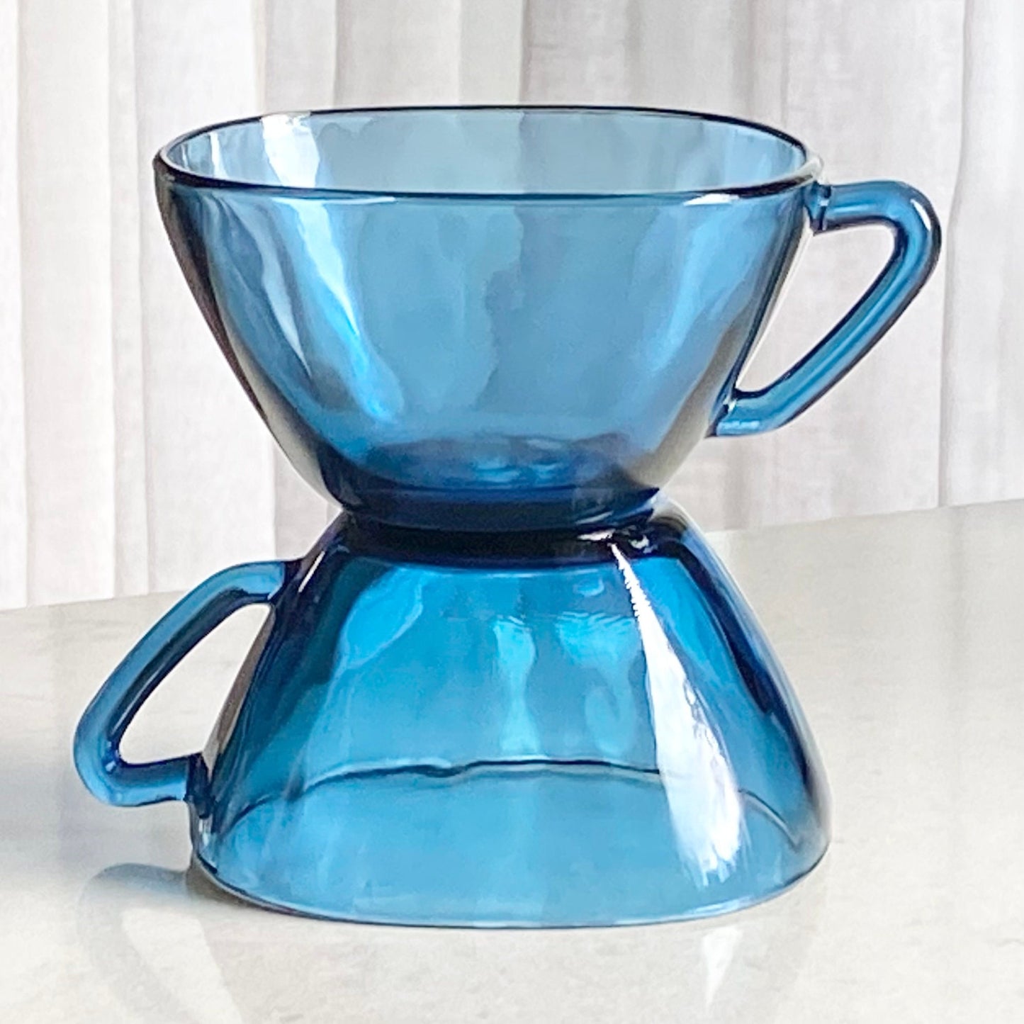 Vintage Vereco Blue Square Cups - Set of 6