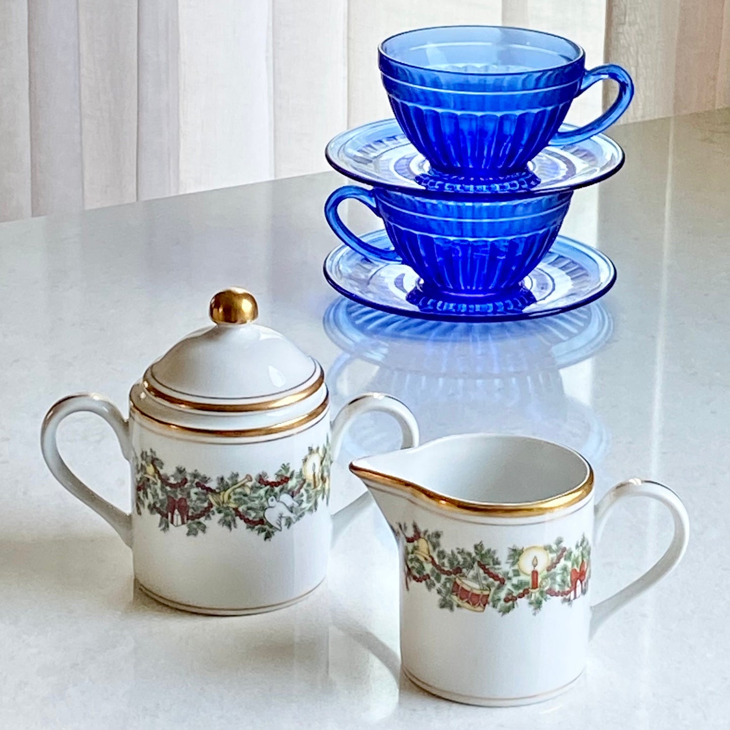 Vintage Fitz & Floyd St. Nicholas Sugar and Creamer Set (circa 1980 - 1996)