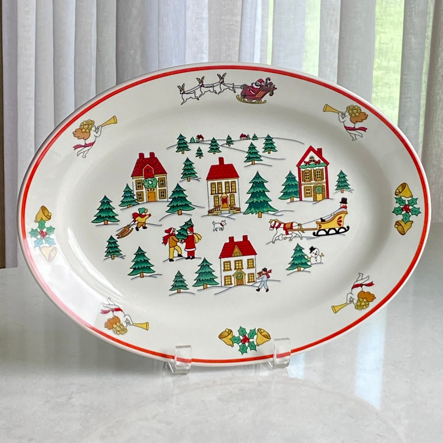 Vintage Jamestown The Joy of Christmas Serving Pieces -  Oval Platter, Round Serving Bowl, Sugar and Creamer Set Available