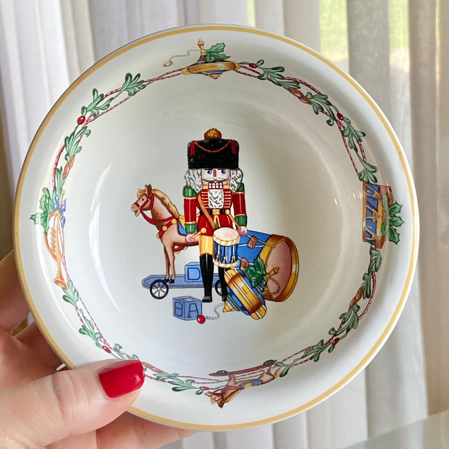 Vintage Block Spal Whimsy Christmas Nutcracker Dishes (circa 1992 - 1999) - Three Piece Child's Set (Plate, Bowl and Cup)