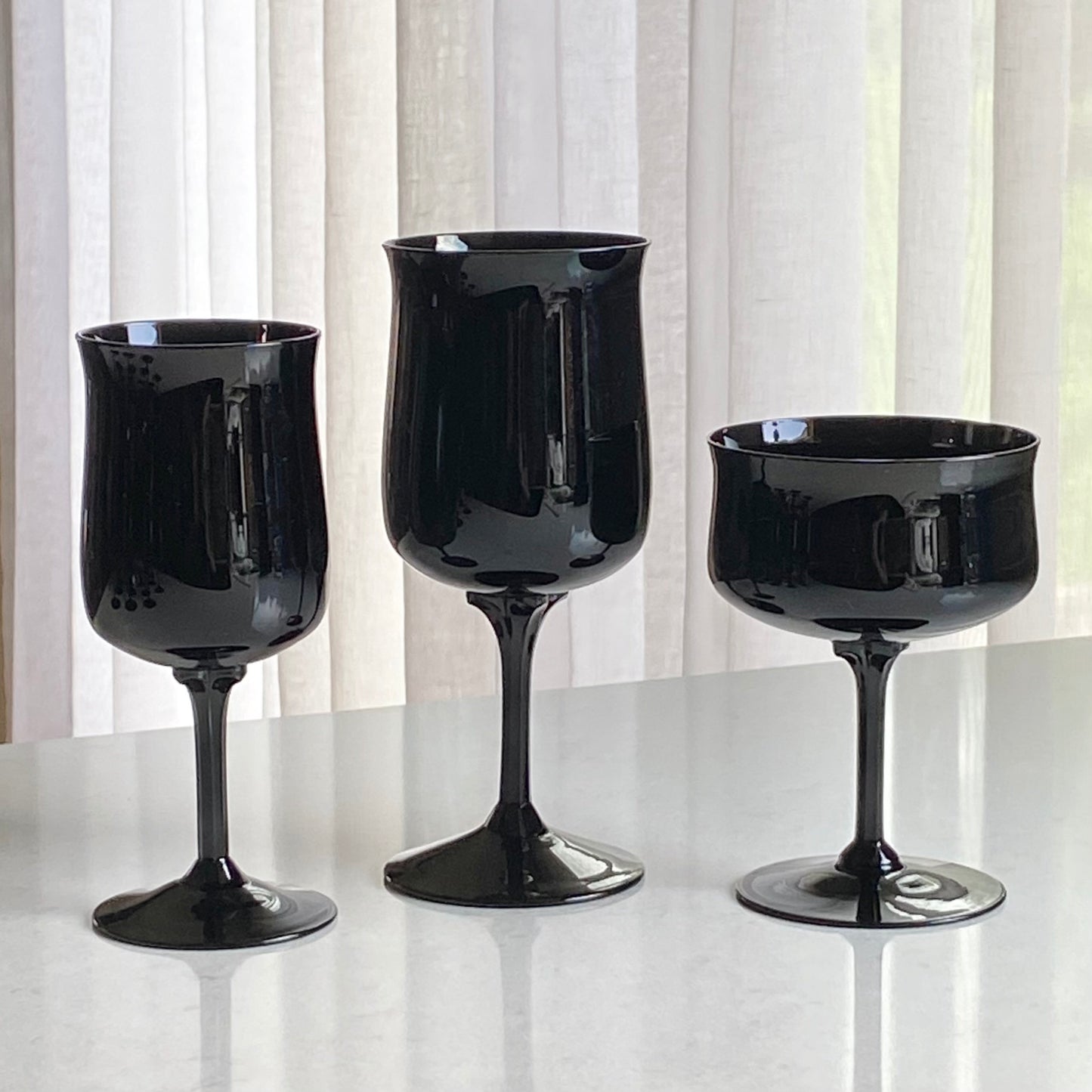 Vintage Lenox Midnight Mood Black Glasses (circa 1974 - 1982)  - Set of 12