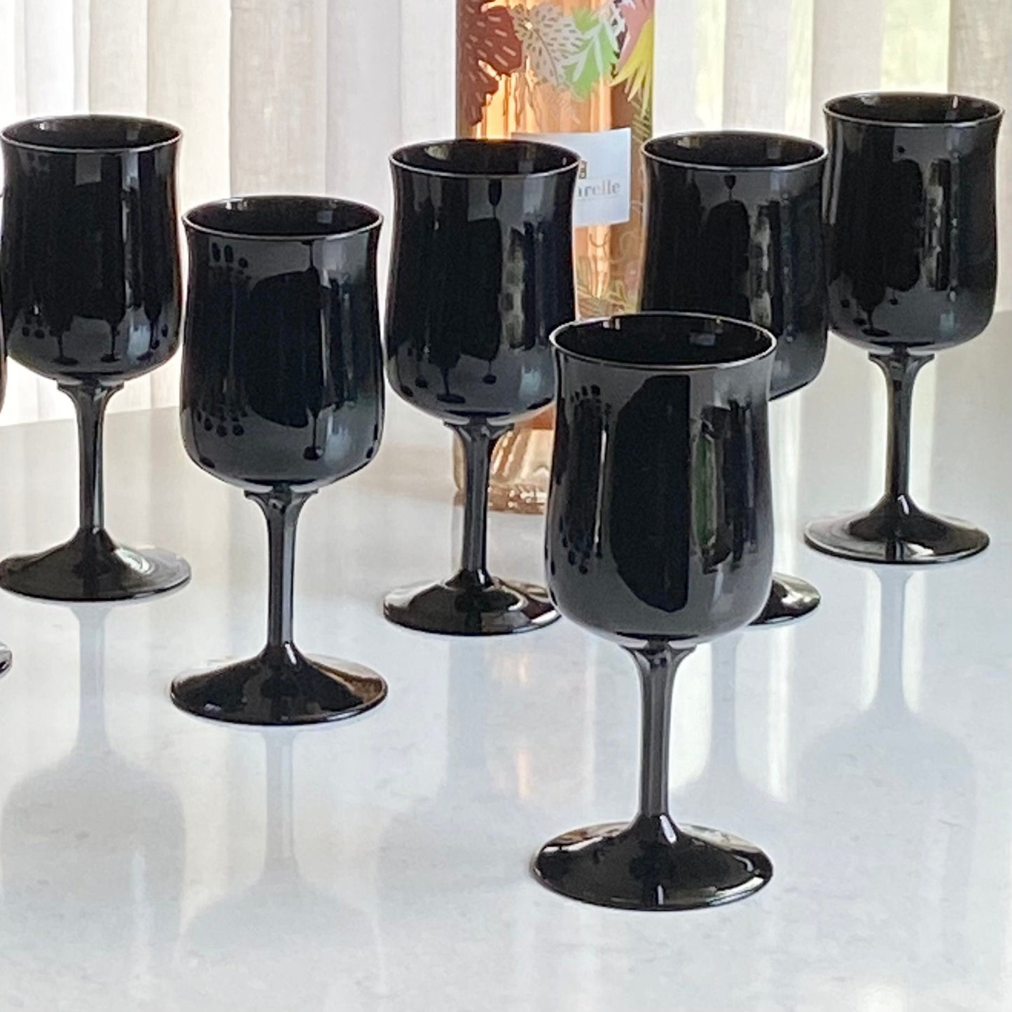 Vintage Lenox Midnight Mood Black Glasses (circa 1974 - 1982)  - Set of 7