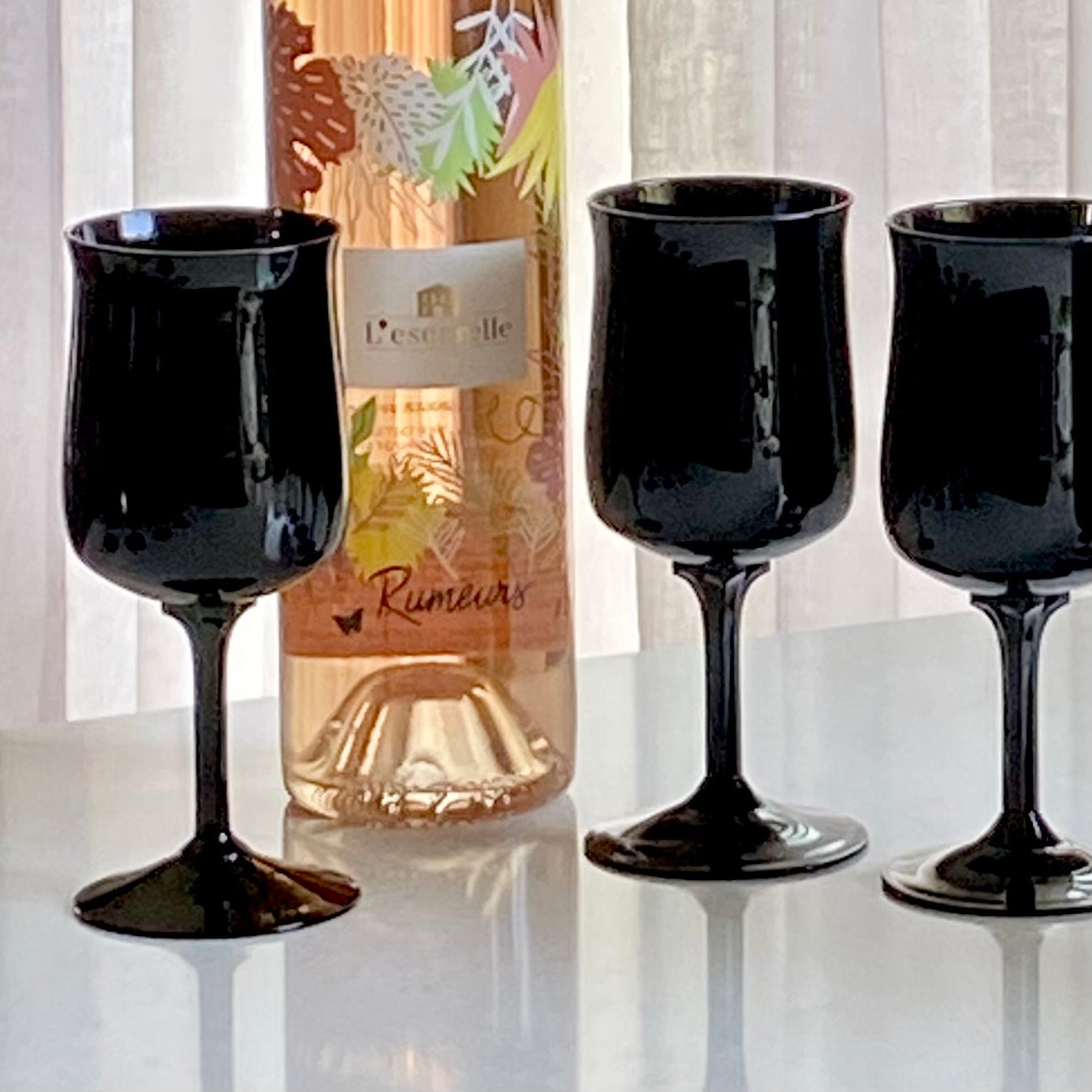 Vintage Lenox Midnight Mood Black Glasses (circa 1974 - 1982)  - Set of 7