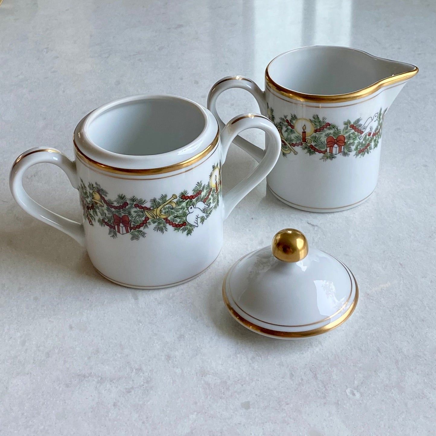 Vintage Fitz & Floyd St. Nicholas Sugar and Creamer Set (circa 1980 - 1996)