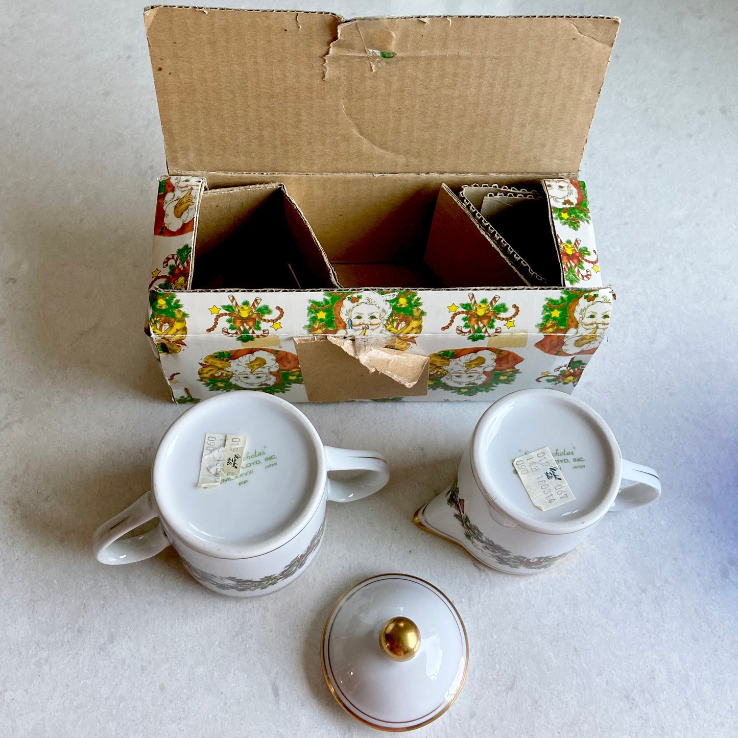 Vintage Fitz & Floyd St. Nicholas Sugar and Creamer Set (circa 1980 - 1996)