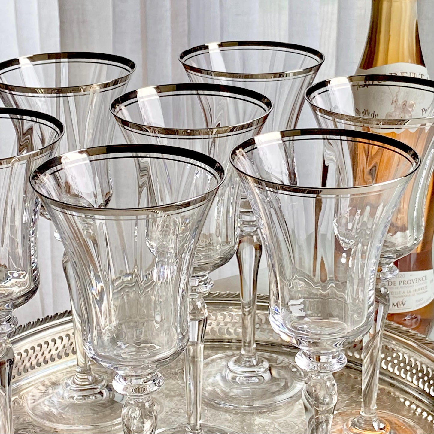 Vintage Mikasa Jamestown Platinum Trim Glasses - Set of 12