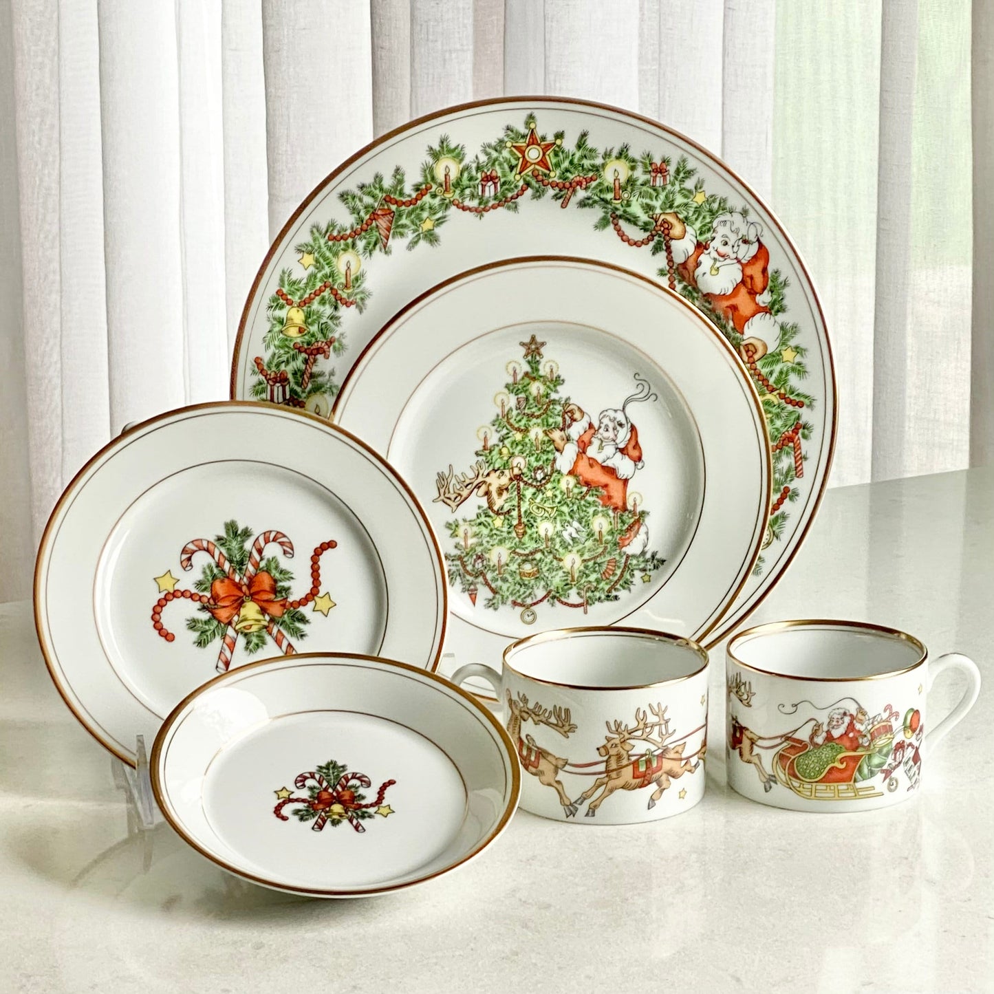 Vintage Fitz and Floyd St. Nicholas Dishes (circa 1980 - 1996) - Service for 14 Available