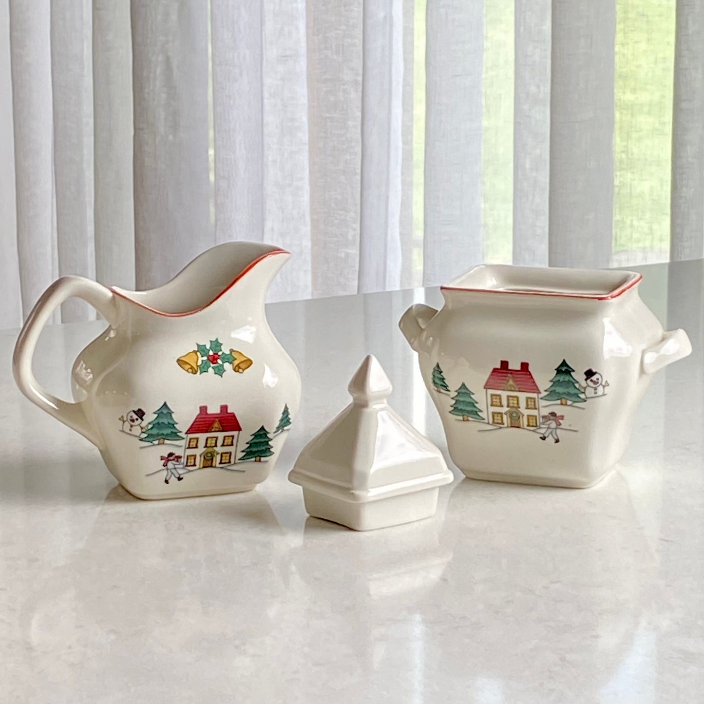 Vintage Jamestown The Joy of Christmas Serving Pieces -  Oval Platter, Round Serving Bowl, Sugar and Creamer Set Available