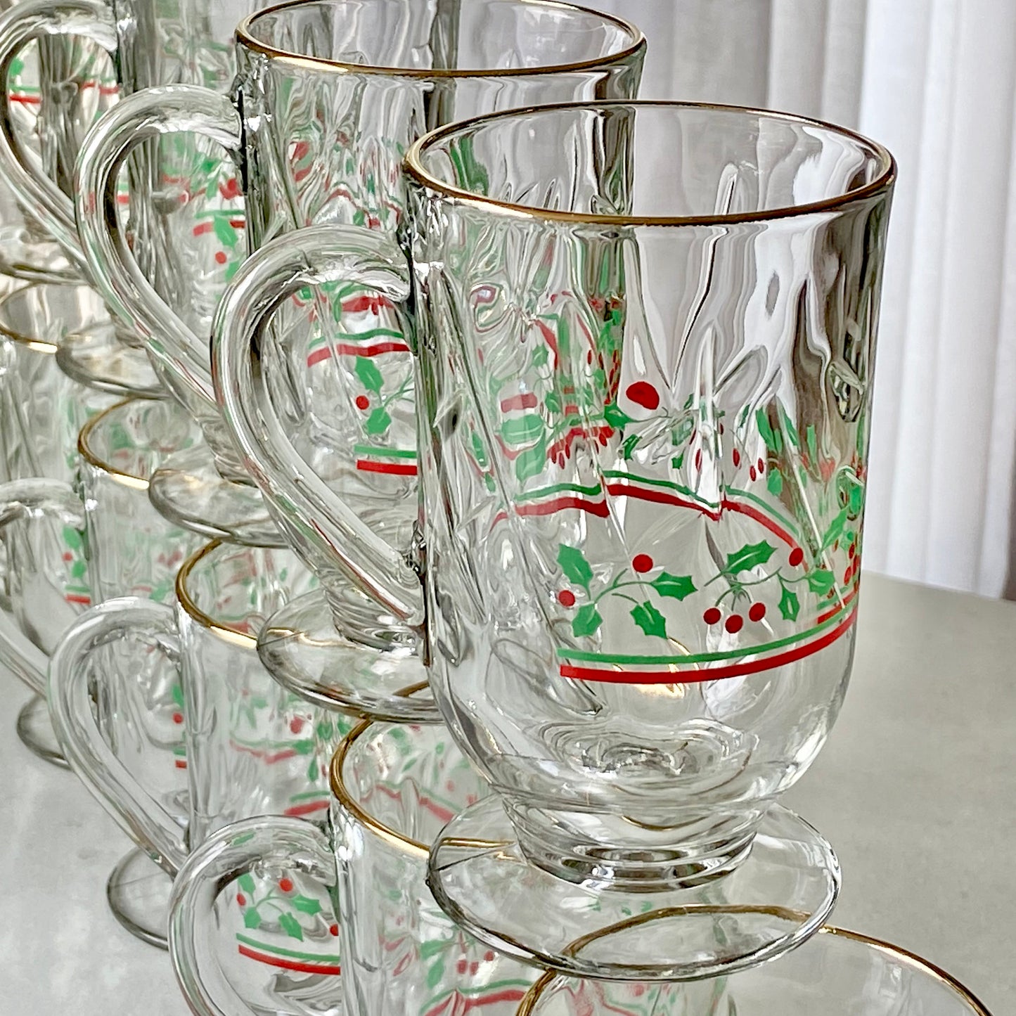 Vintage Arby's Gold Trimmed Christmas Mugs - Set of 12