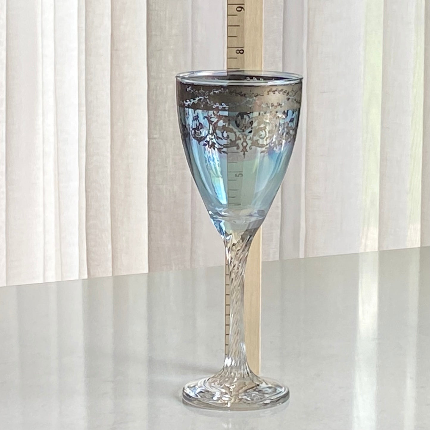 Vintage Arte Italica Blown Crystal Hand Decorated Blue Glasses - Set of 5