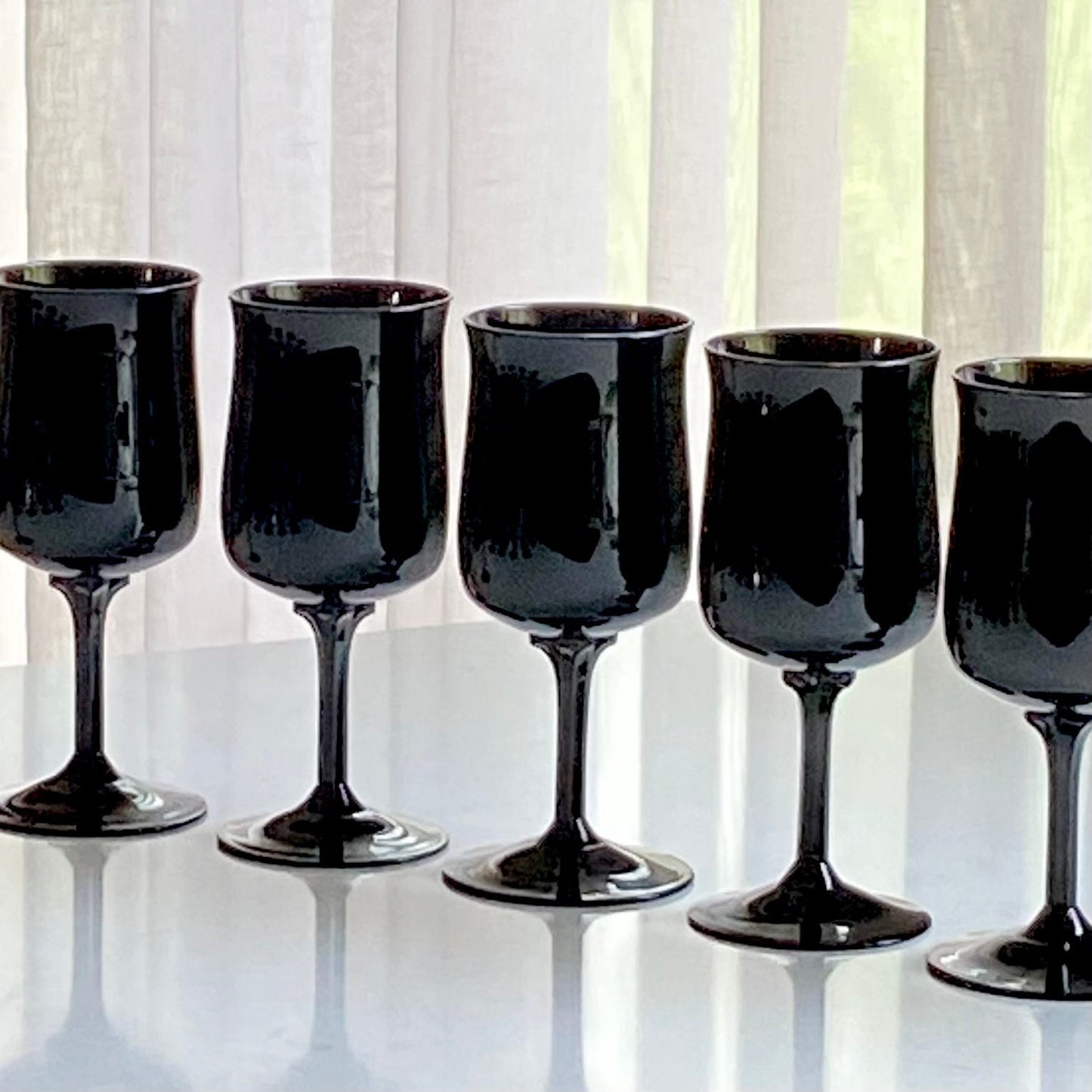 Vintage Lenox Midnight Mood Black Glasses (circa 1974 - 1982)  - Set of 7