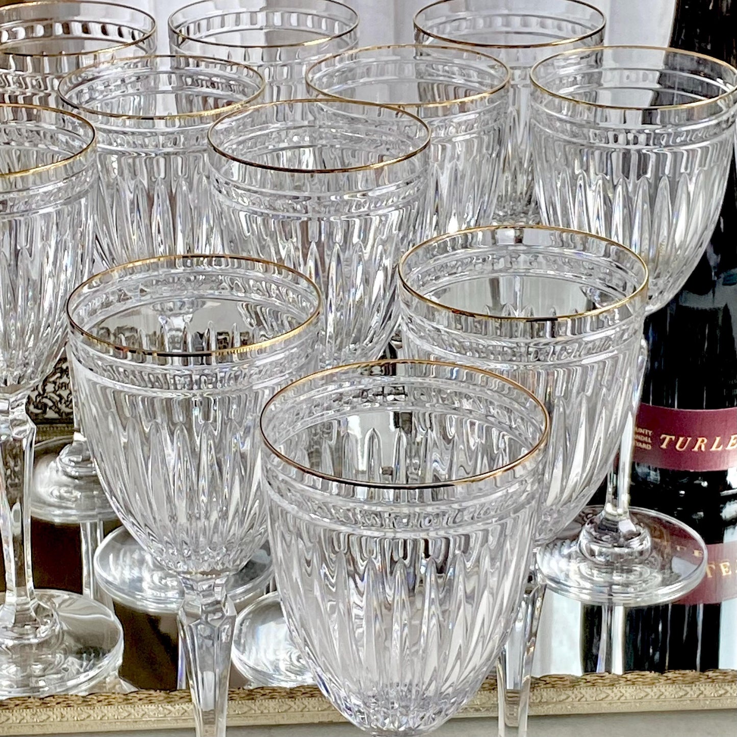 Vintage Waterford Marquise Hanover Gold Trim Glasses - Set of 12