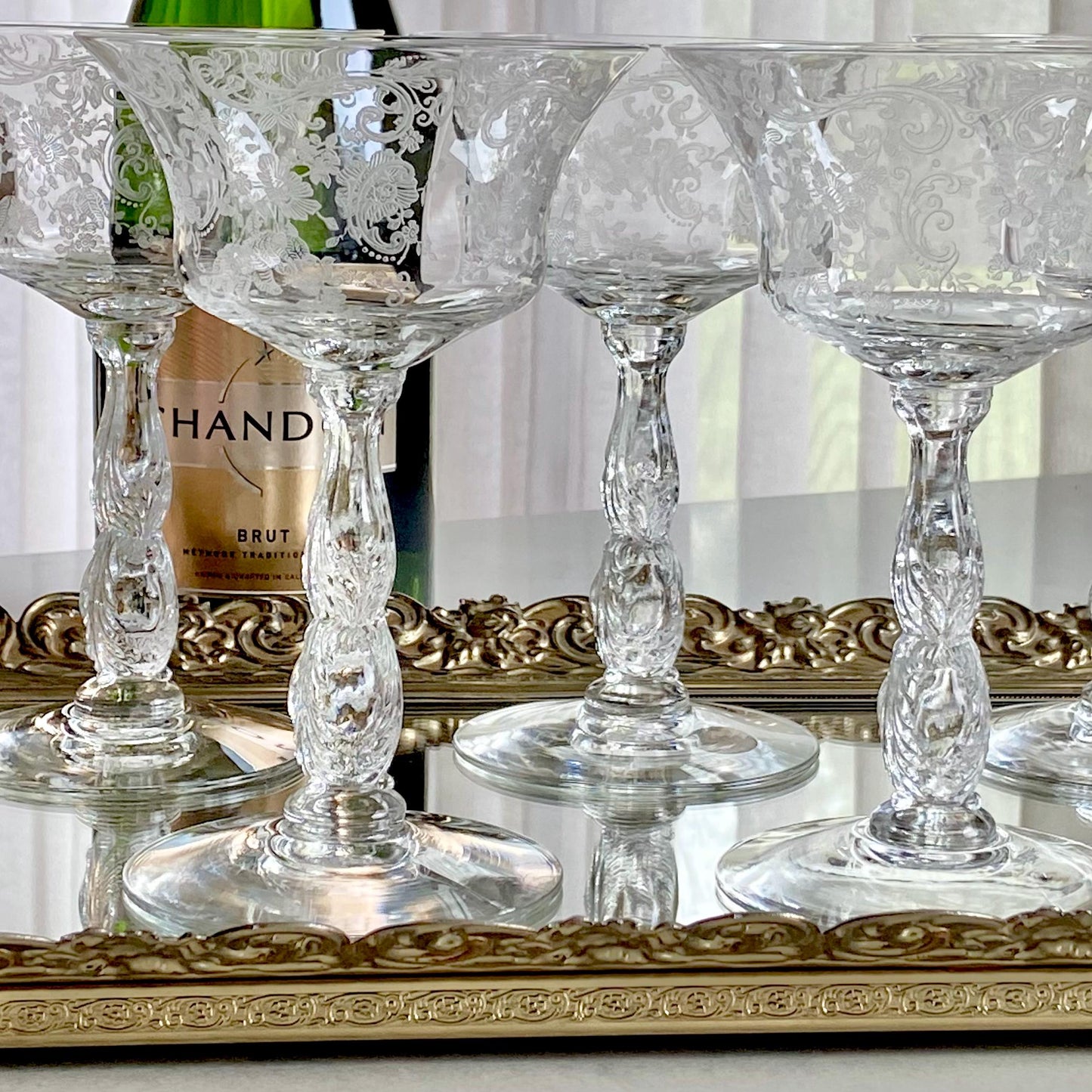 Vintage Cambridge Chantilly Etched Glasses (circa 1939 - 1958) - Set of 5