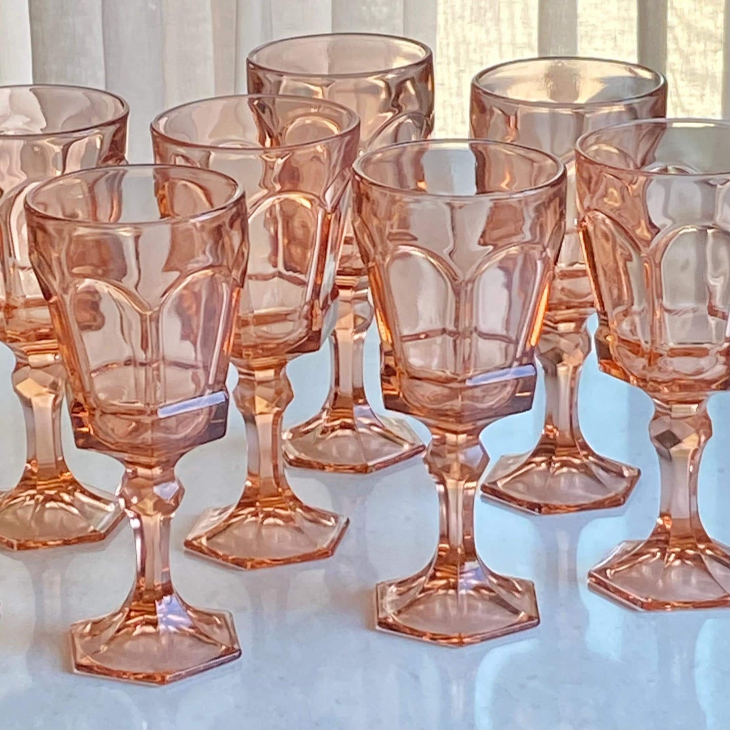 Vintage Fostoria Virginia Peach Glasses (circa 1983 - 1986) - Set of 11