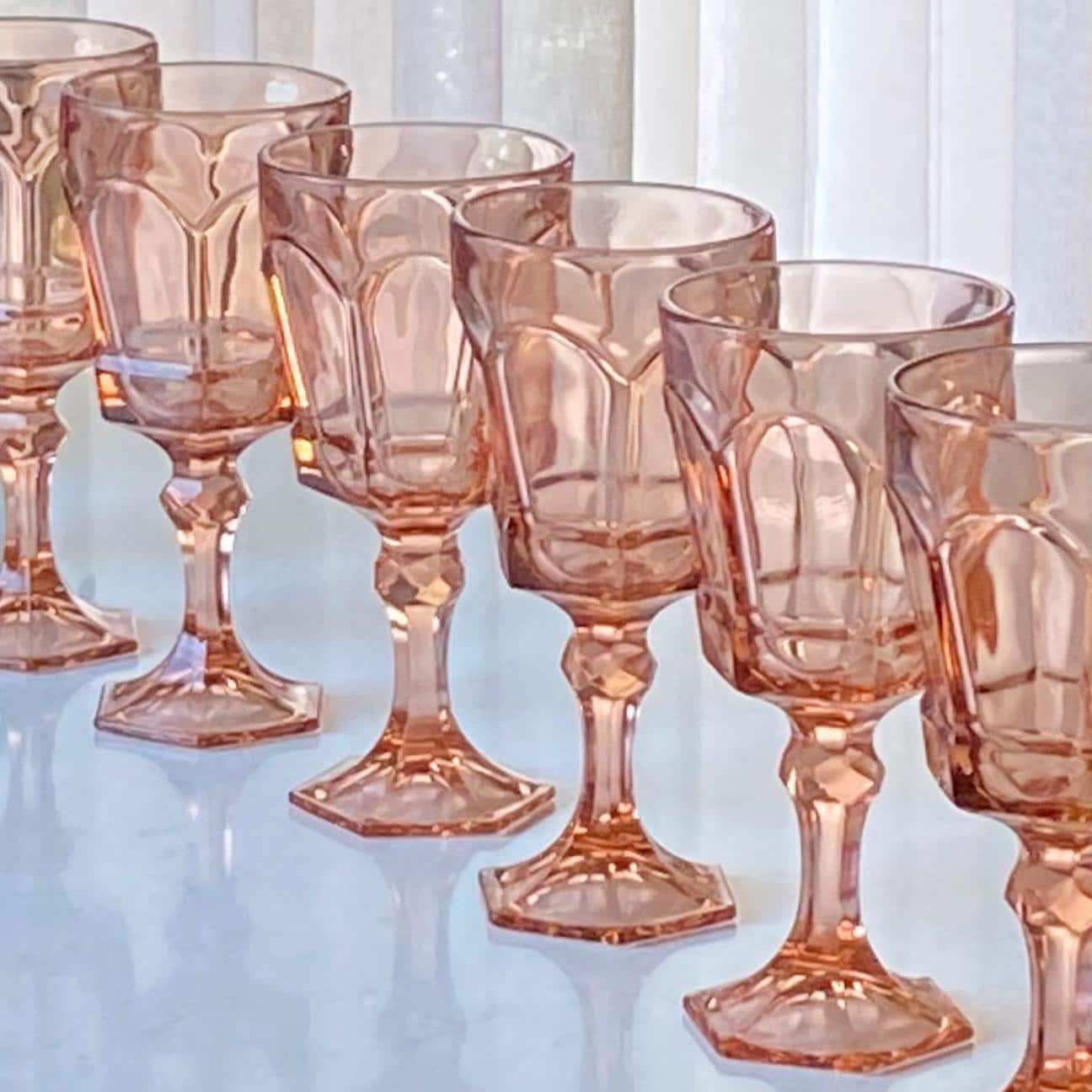 Vintage Fostoria Virginia Peach Glasses (circa 1983 - 1986) - Set of 11