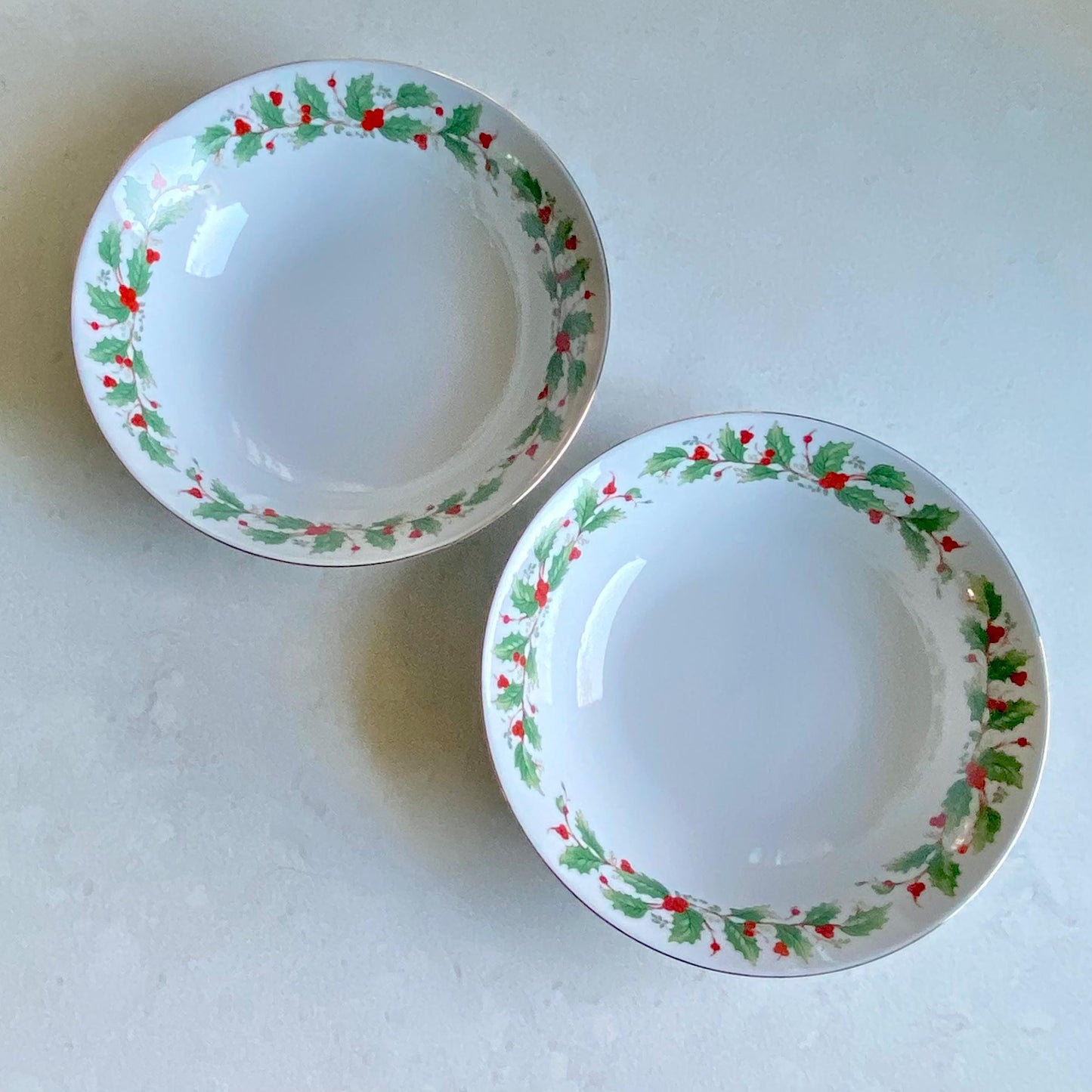 Vintage China Pearl Noel Serving Bowls - Two Available