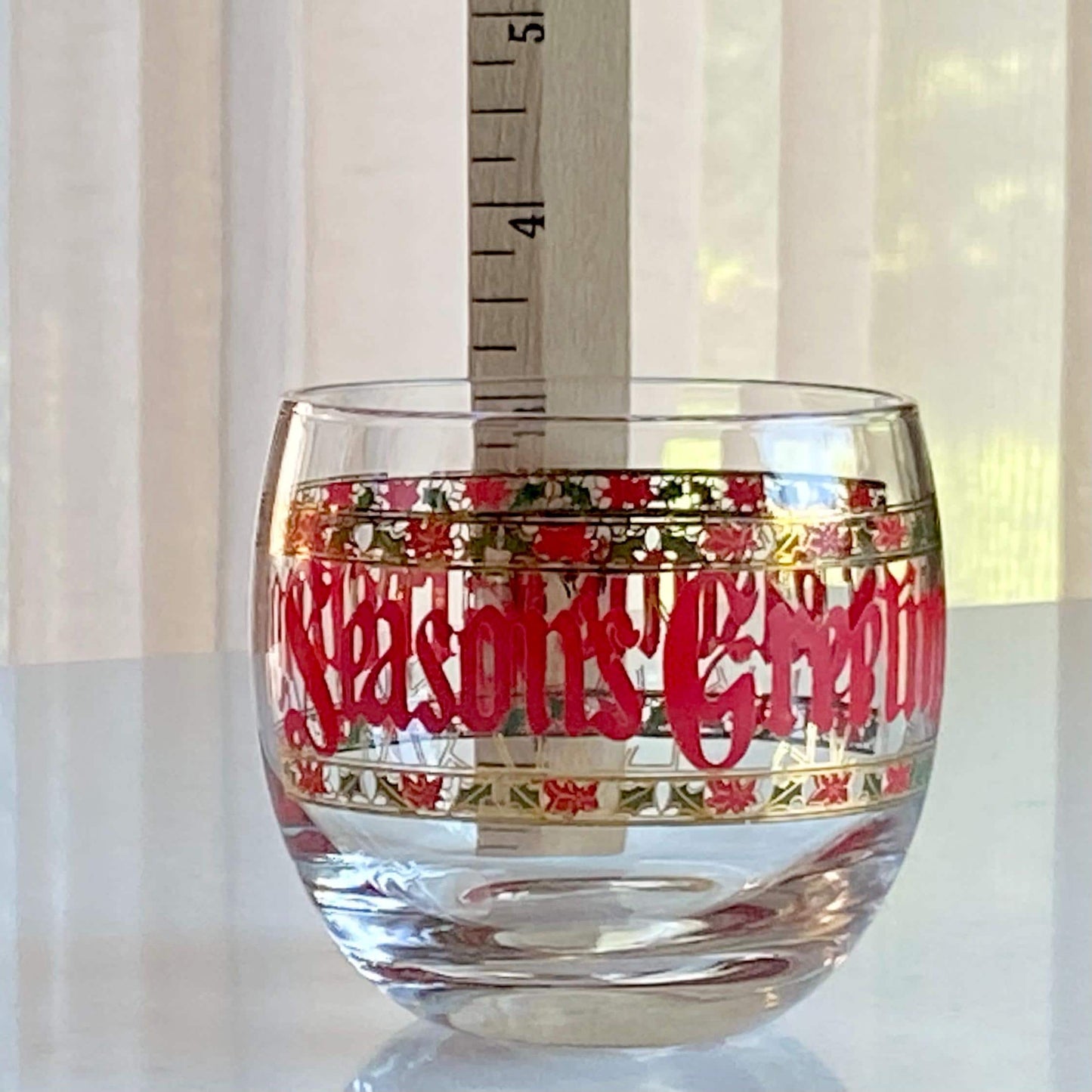 Vintage Culver Seasons Greetings Roly Poly Glasses - Set of 4