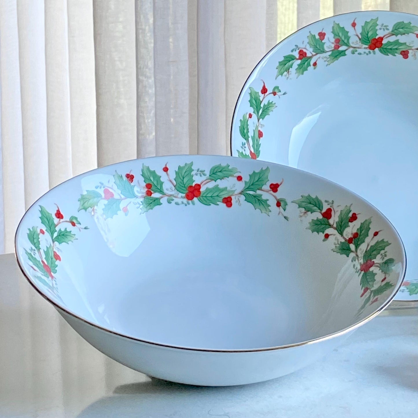 Vintage China Pearl Noel Serving Bowls - Two Available