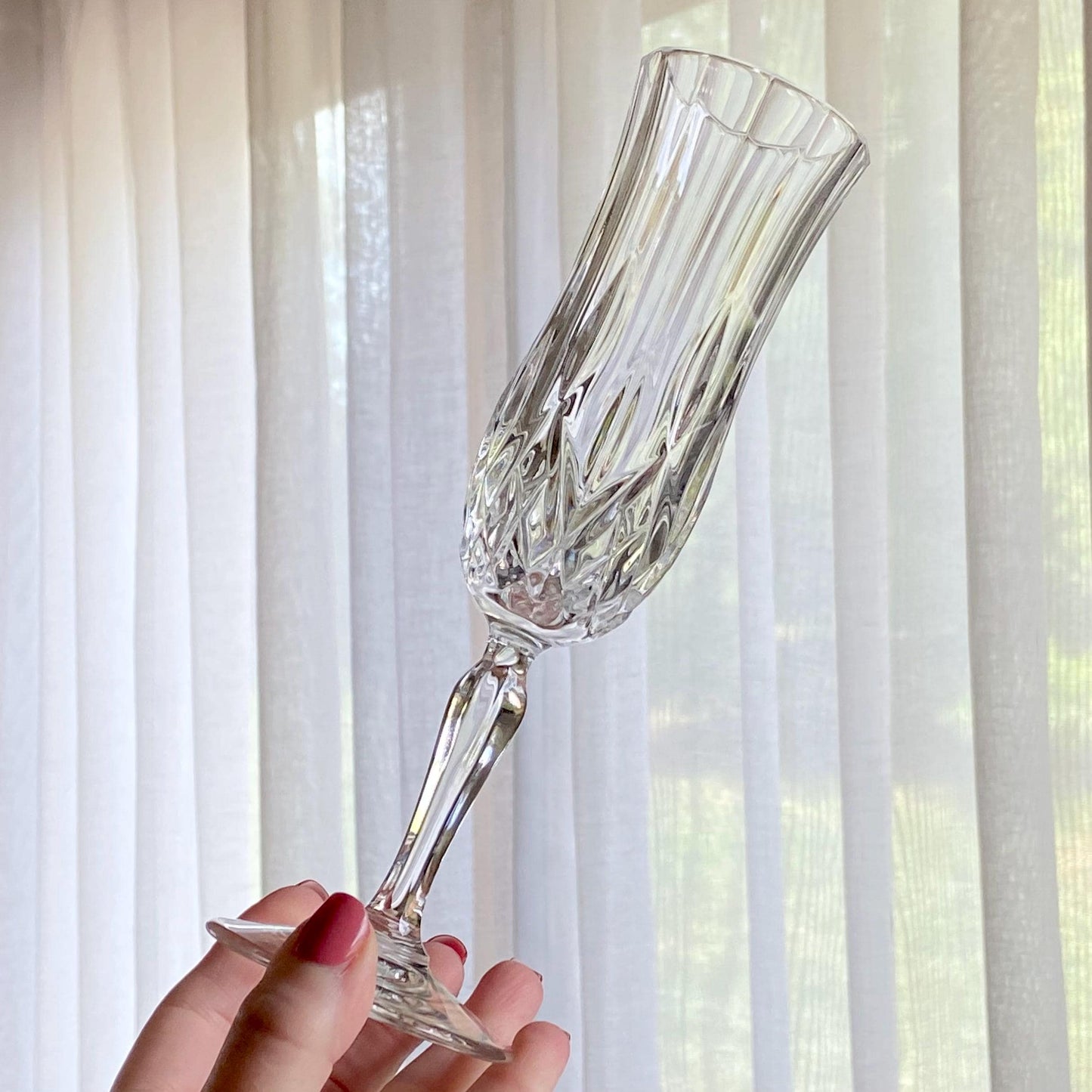 Vintage Royal Crystal Rock Opera Champagne Flutes - Set of 7