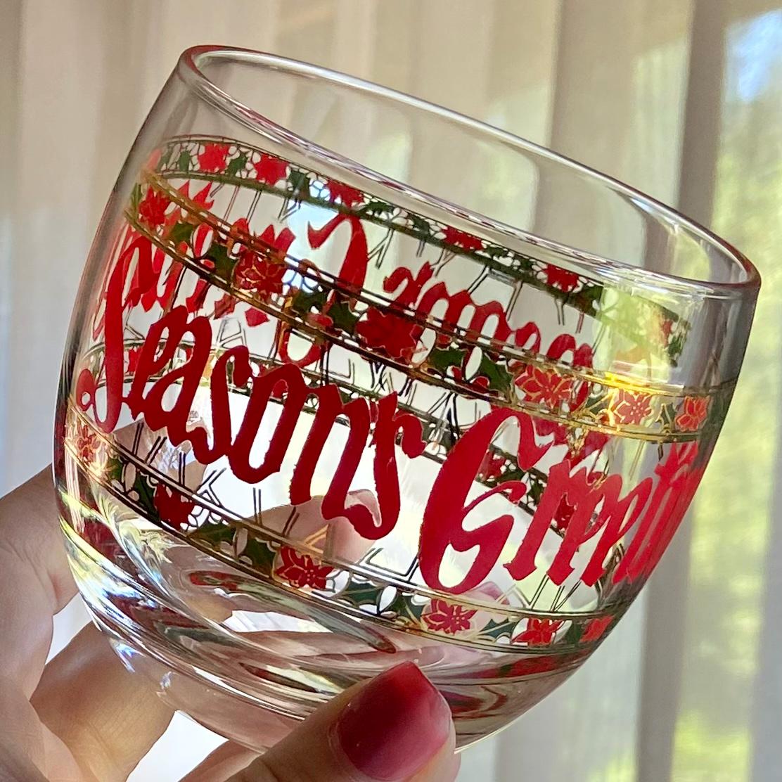 Vintage Culver Seasons Greetings Roly Poly Glasses - Set of 4