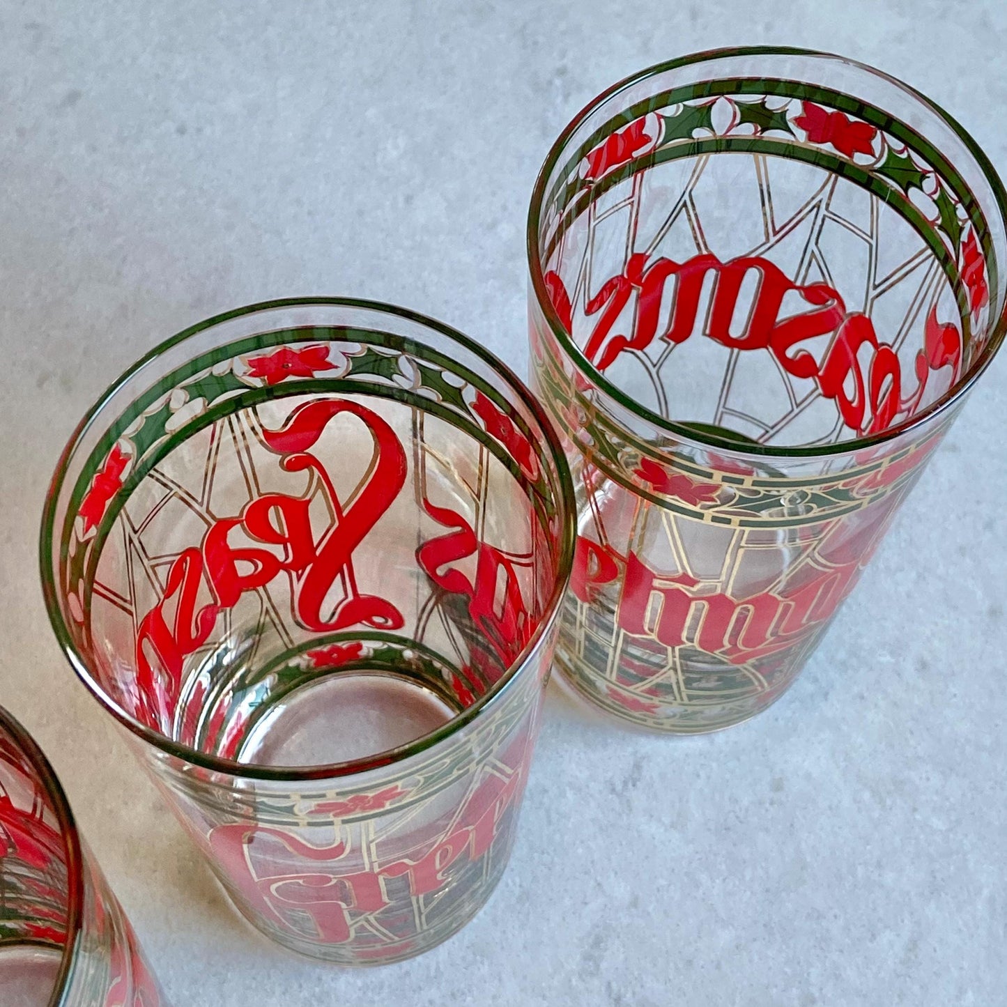 Vintage Culver Seasons Greetings Highball Glasses - Set of 4