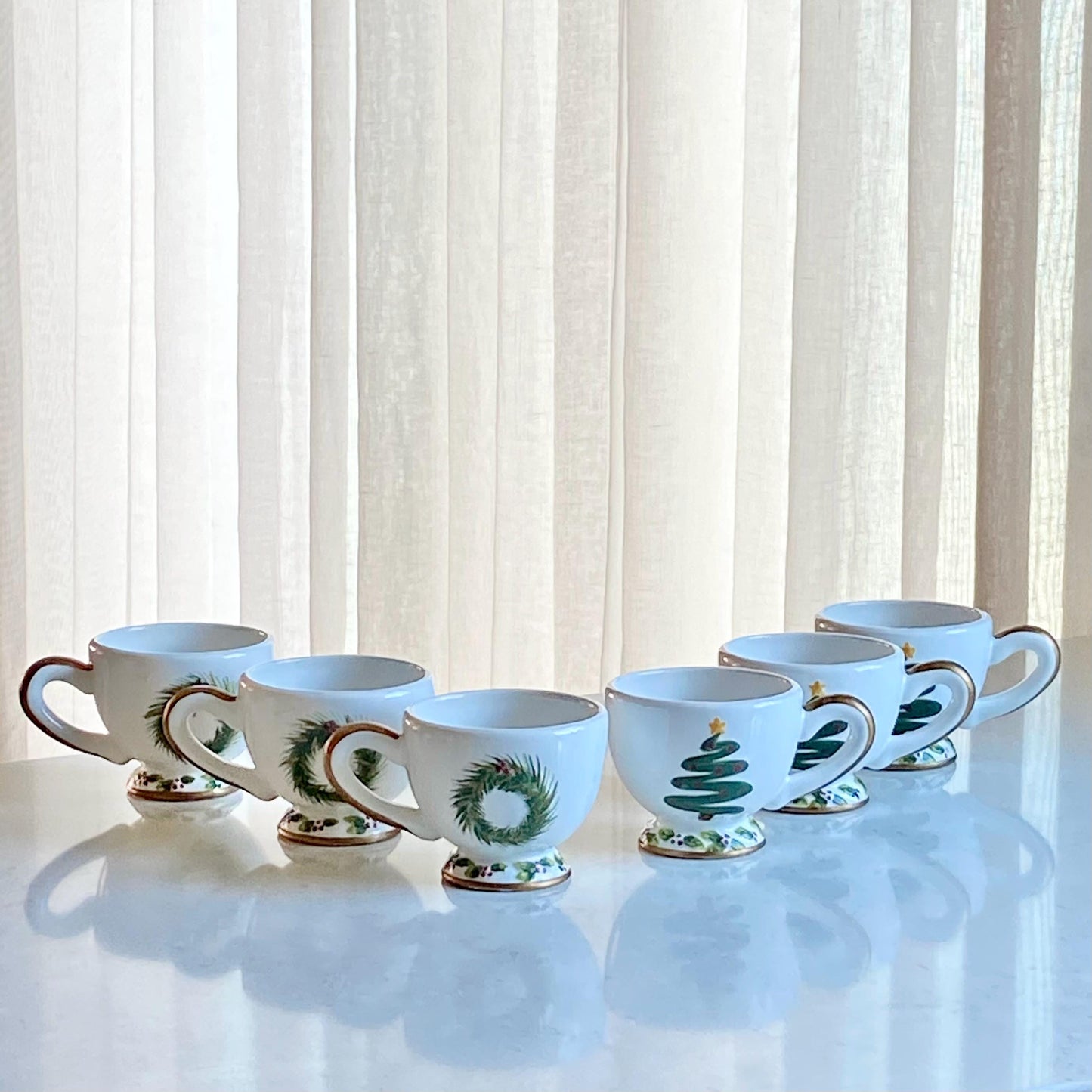 Vintage Hand Painted Cups - Set of 6