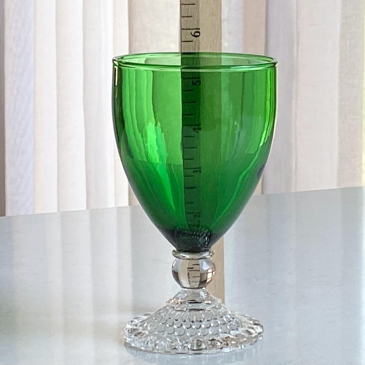 Vintage Anchor Hocking Bubble Foot Green Glasses - Set of 4