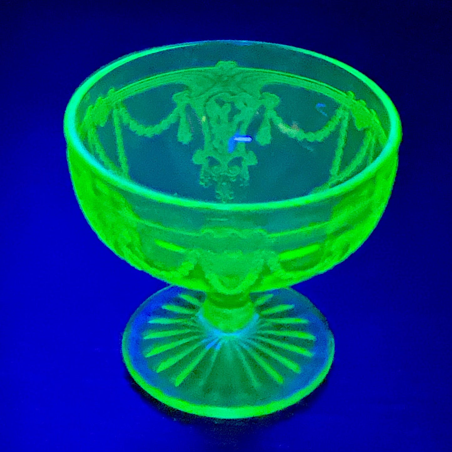 Vintage Anchor Hocking Cameo Green Uranium Glass Dancing Ballerina Sherbets / Low Coupes (circa 1930 - 1934)  - 16 Available