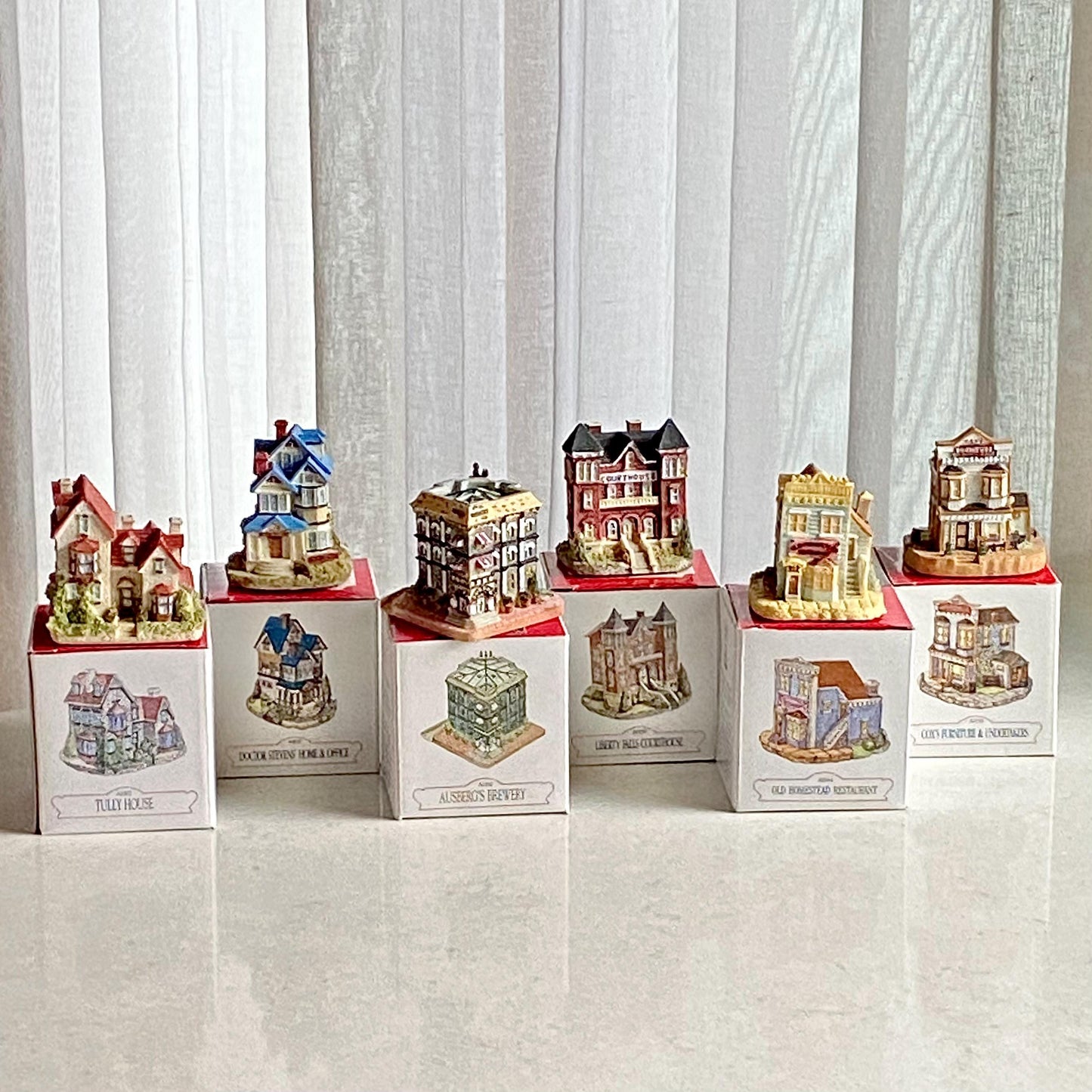 Vintage Liberty Falls Americana Collection Village - 15 Buildings, 9 Figurine Sets, Community Christmas Tree