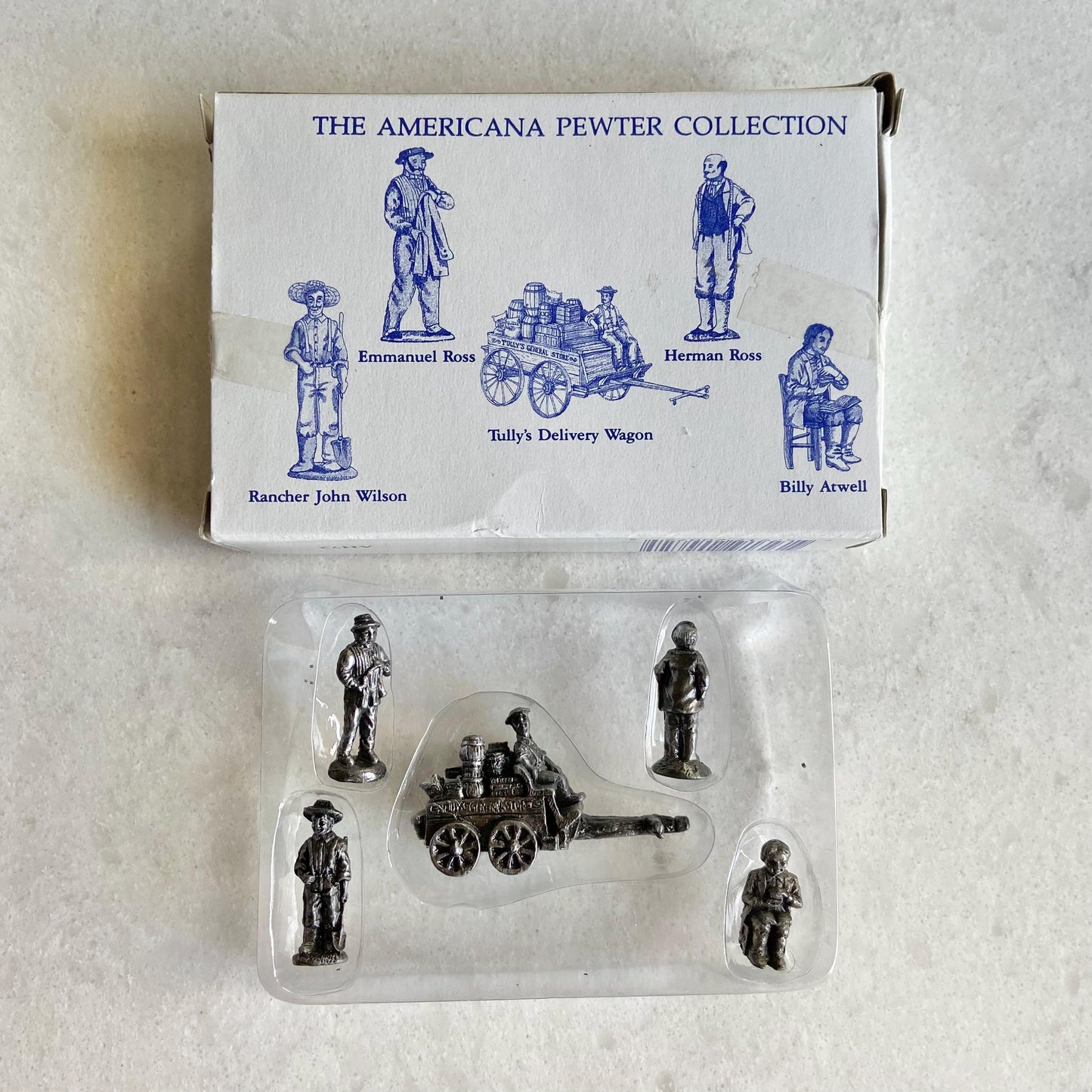Vintage Liberty Falls Americana Collection Village - 3 Pewter Figurine Sets
