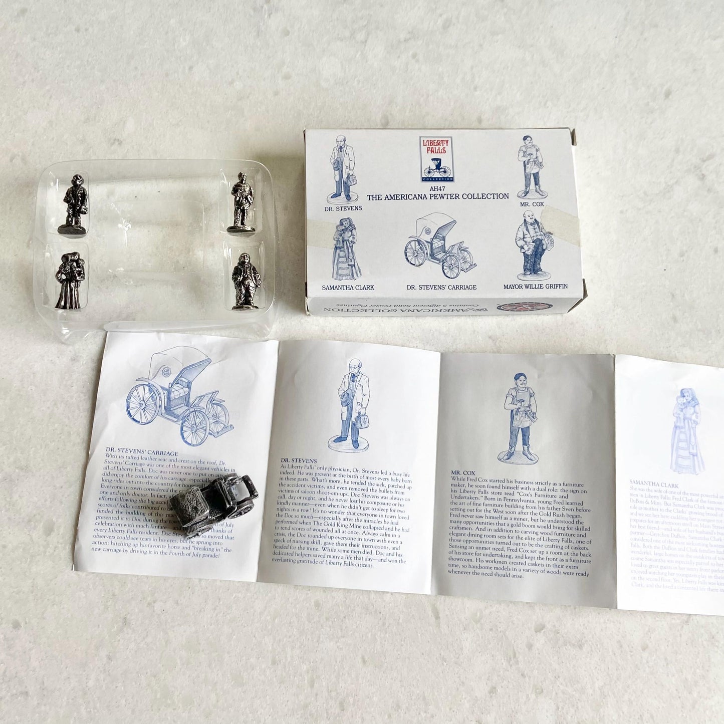 Vintage Liberty Falls Americana Collection Village - 3 Pewter Figurine Sets