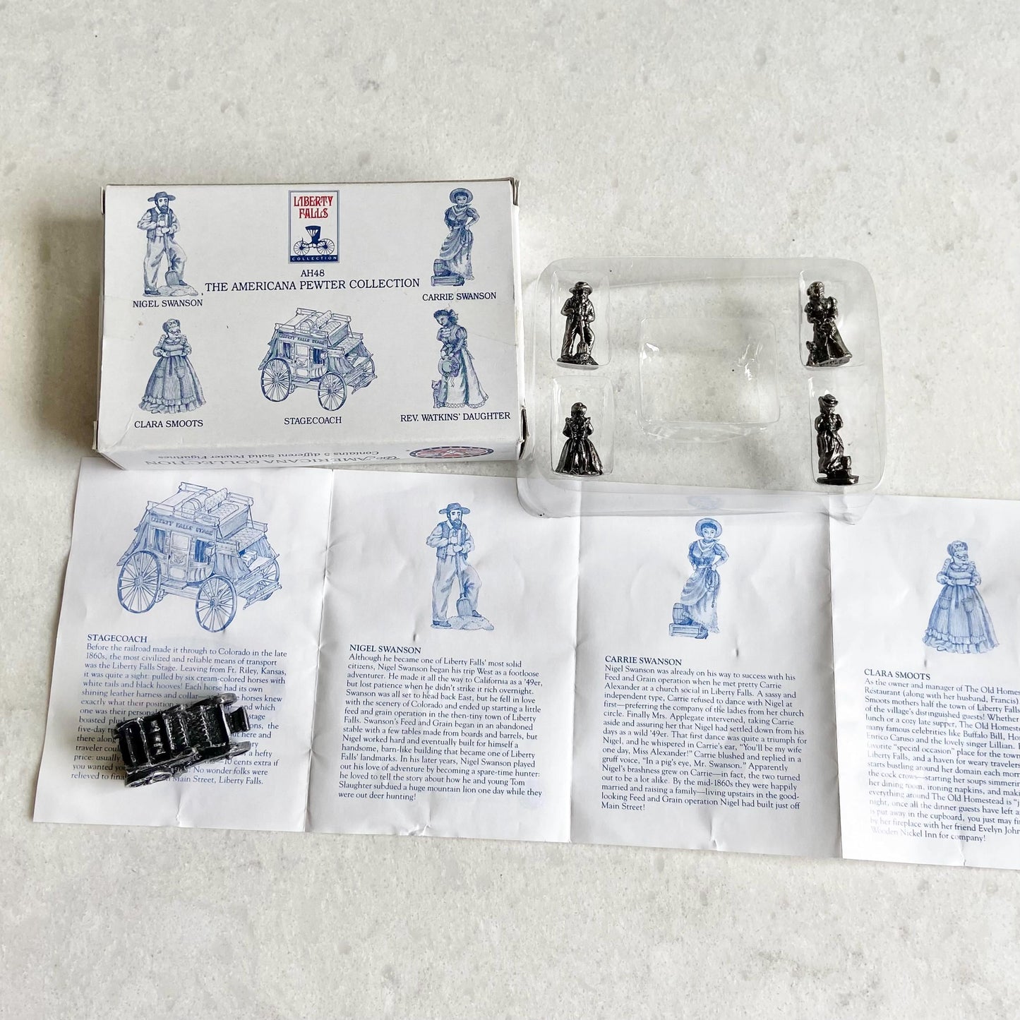 Vintage Liberty Falls Americana Collection Village - 3 Pewter Figurine Sets