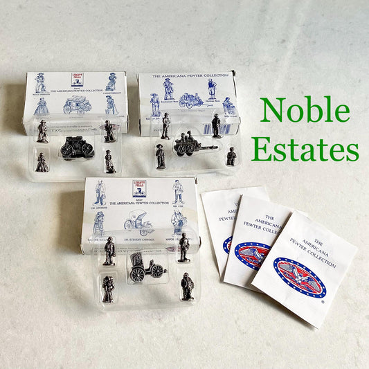 Vintage Liberty Falls Americana Collection Village - 3 Pewter Figurine Sets