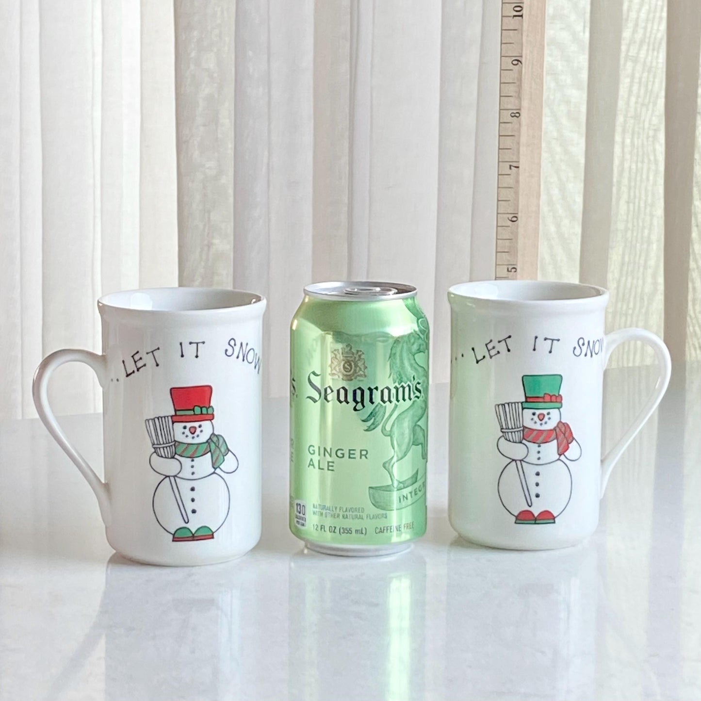 Vintage International Silver Let it Snow Snowman Mugs and Spoons - 4 sets, 8 pieces total