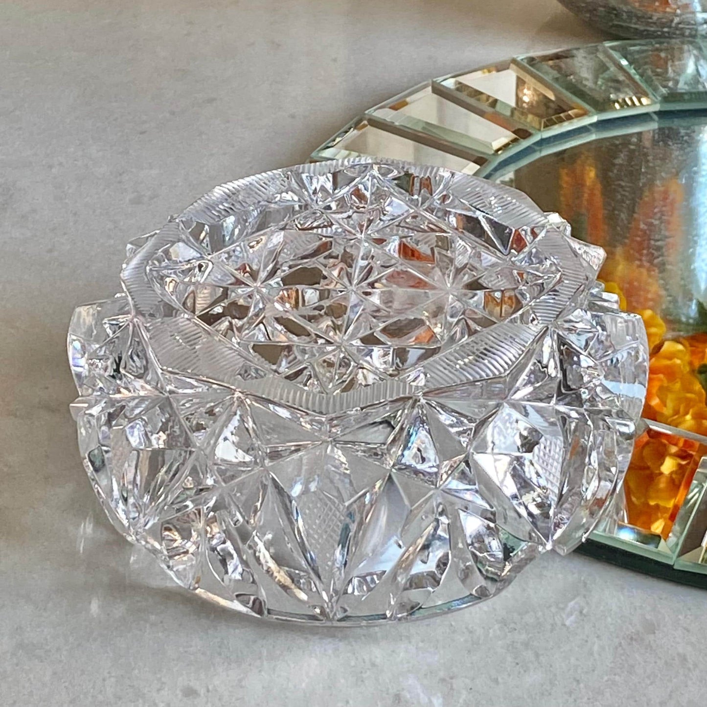 Vintage Cut Crystal Four Slot Ashtray