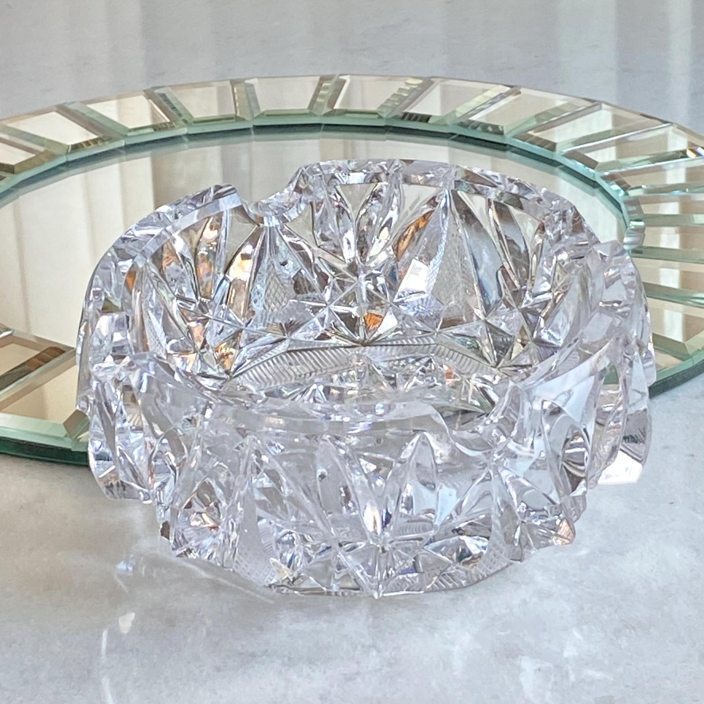 Vintage Cut Crystal Four Slot Ashtray