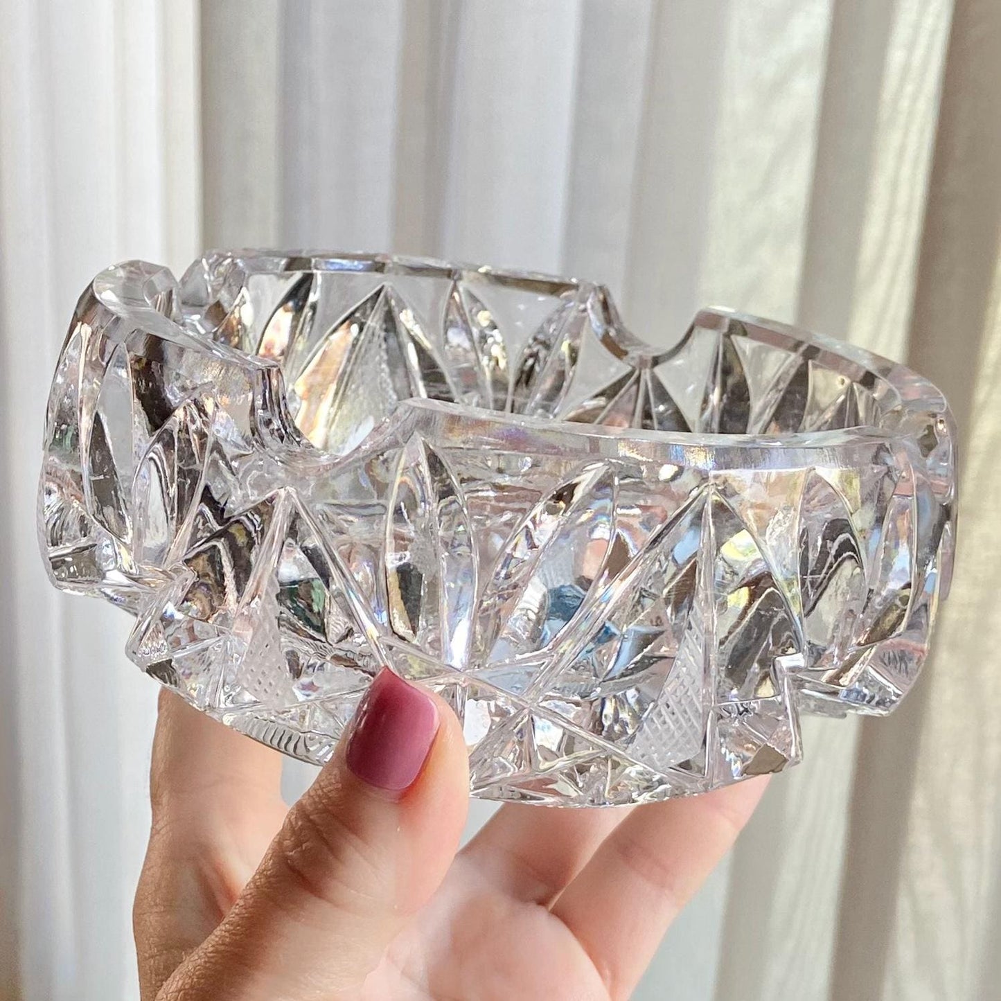 Vintage Cut Crystal Four Slot Ashtray