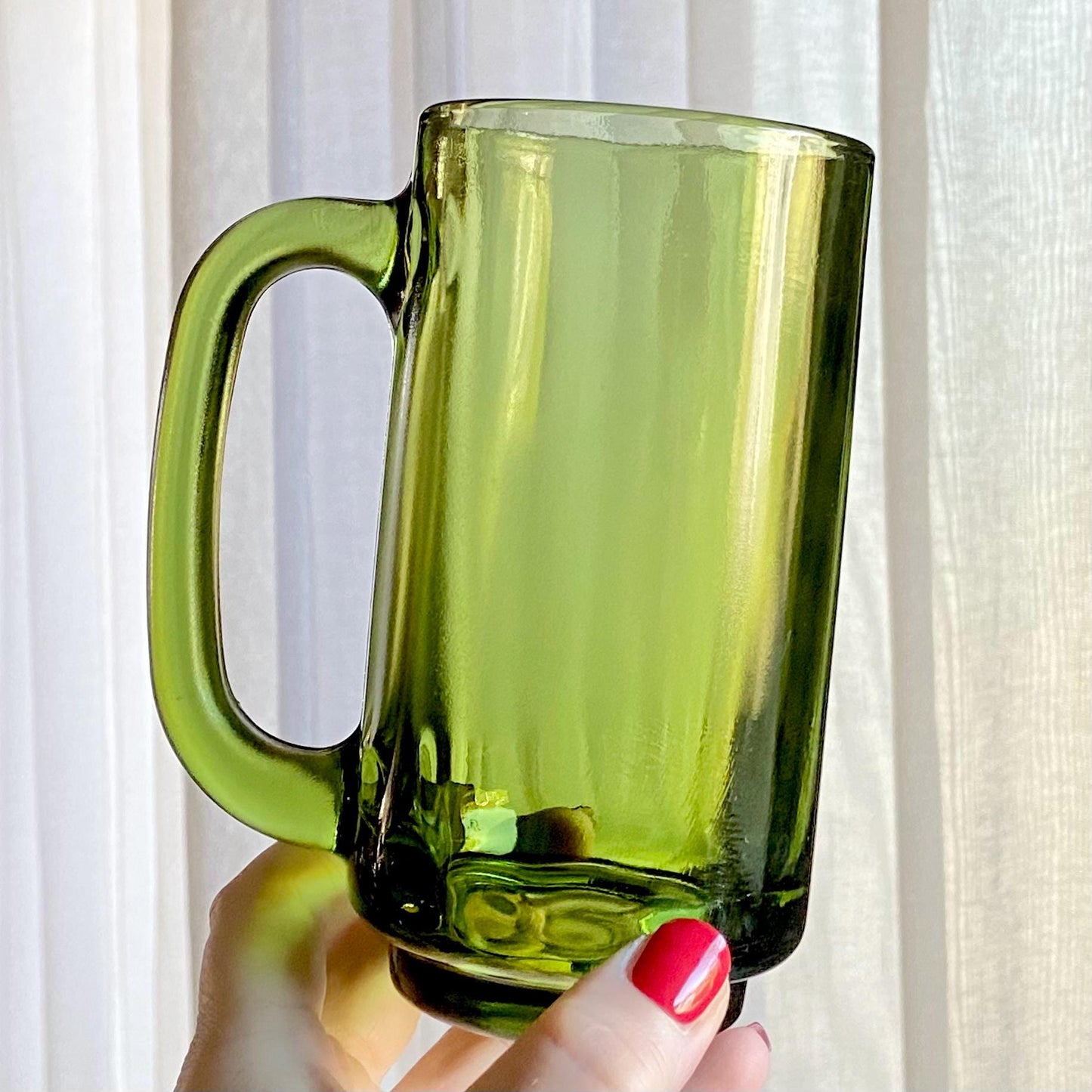 Vintage Avocado Green 12 Ounce D Handle Mugs - Set of 10