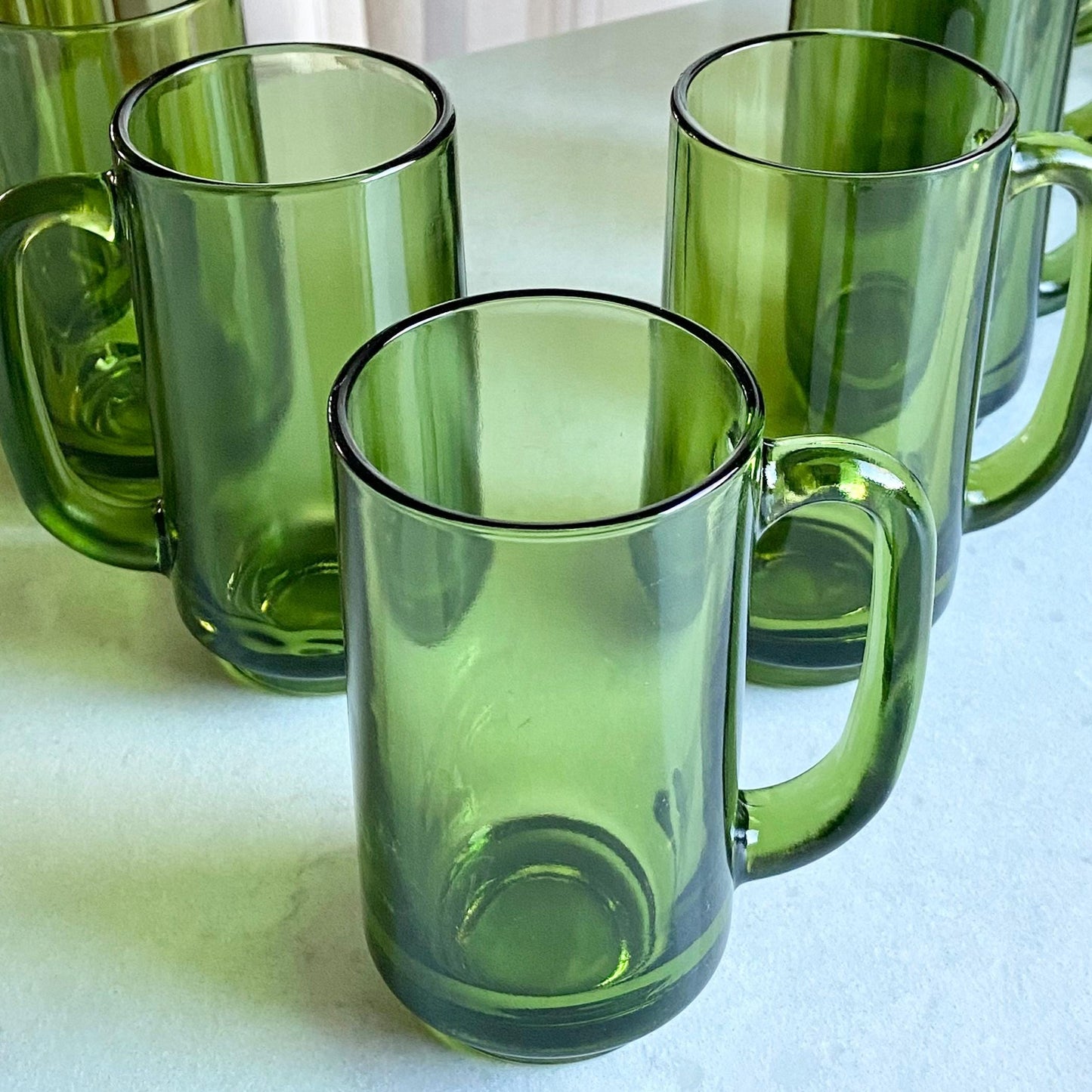 Vintage Avocado Green 12 Ounce D Handle Mugs - Set of 10