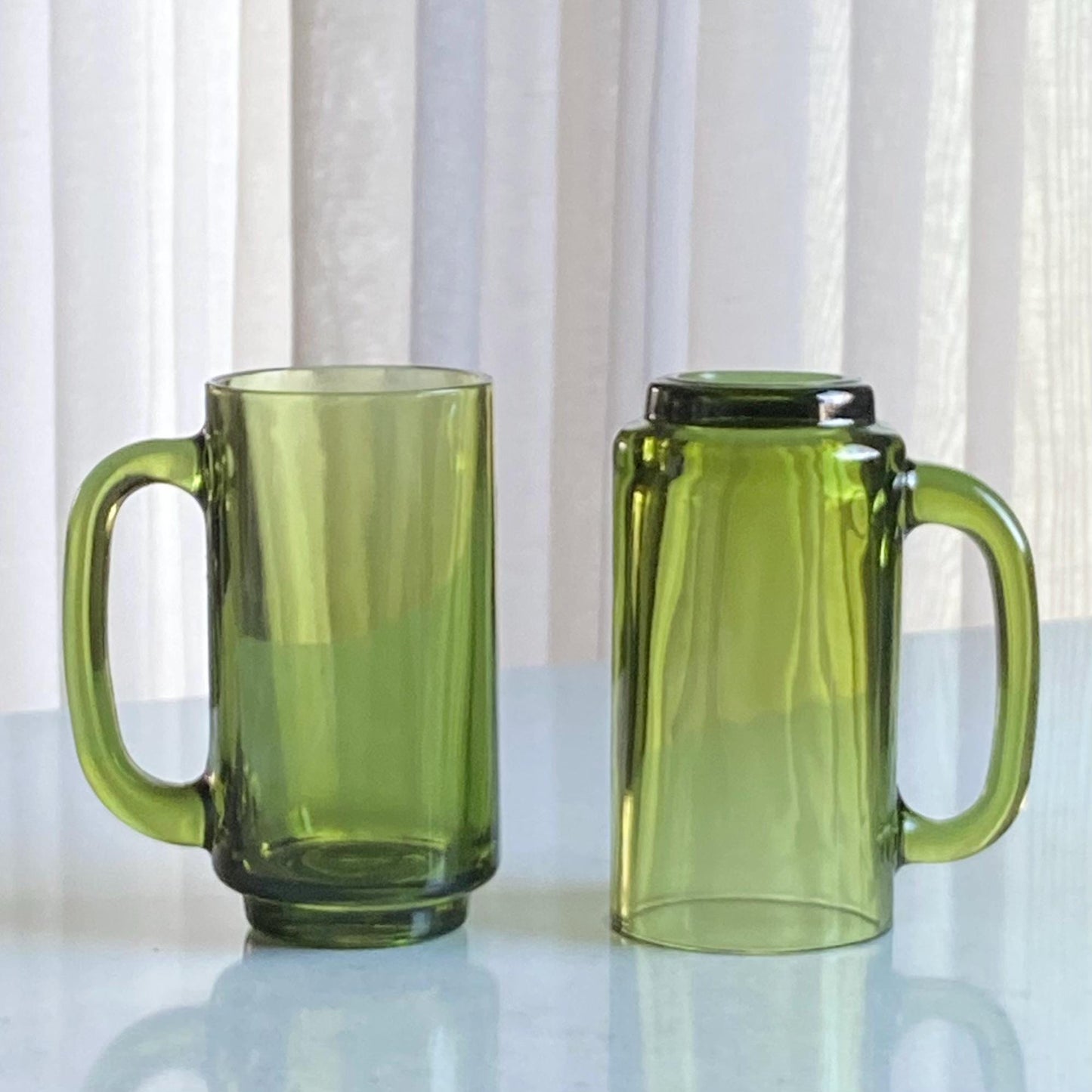 Vintage Avocado Green 12 Ounce D Handle Mugs - Set of 10