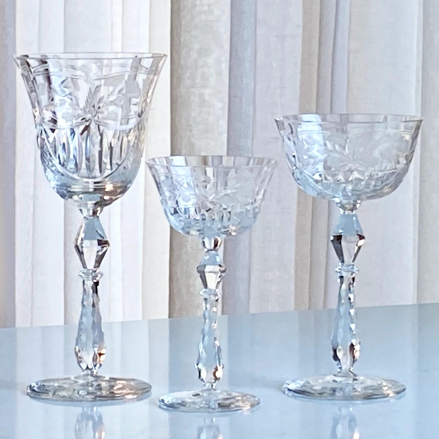 Vintage Rock Sharpe Glasses Etch Pattern 1008-3 - Set of 6 (#6A)