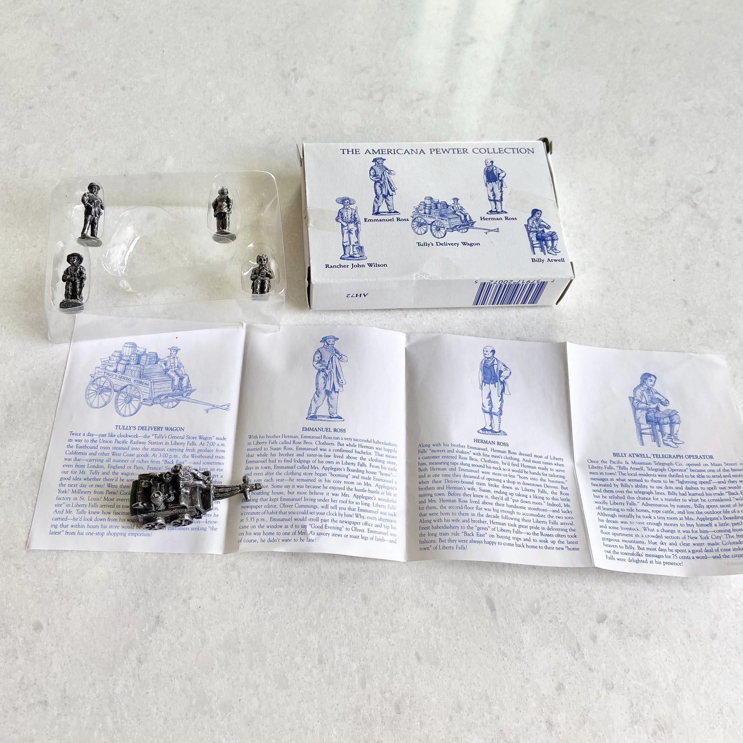 Vintage Liberty Falls Americana Collection Village - 3 Pewter Figurine Sets