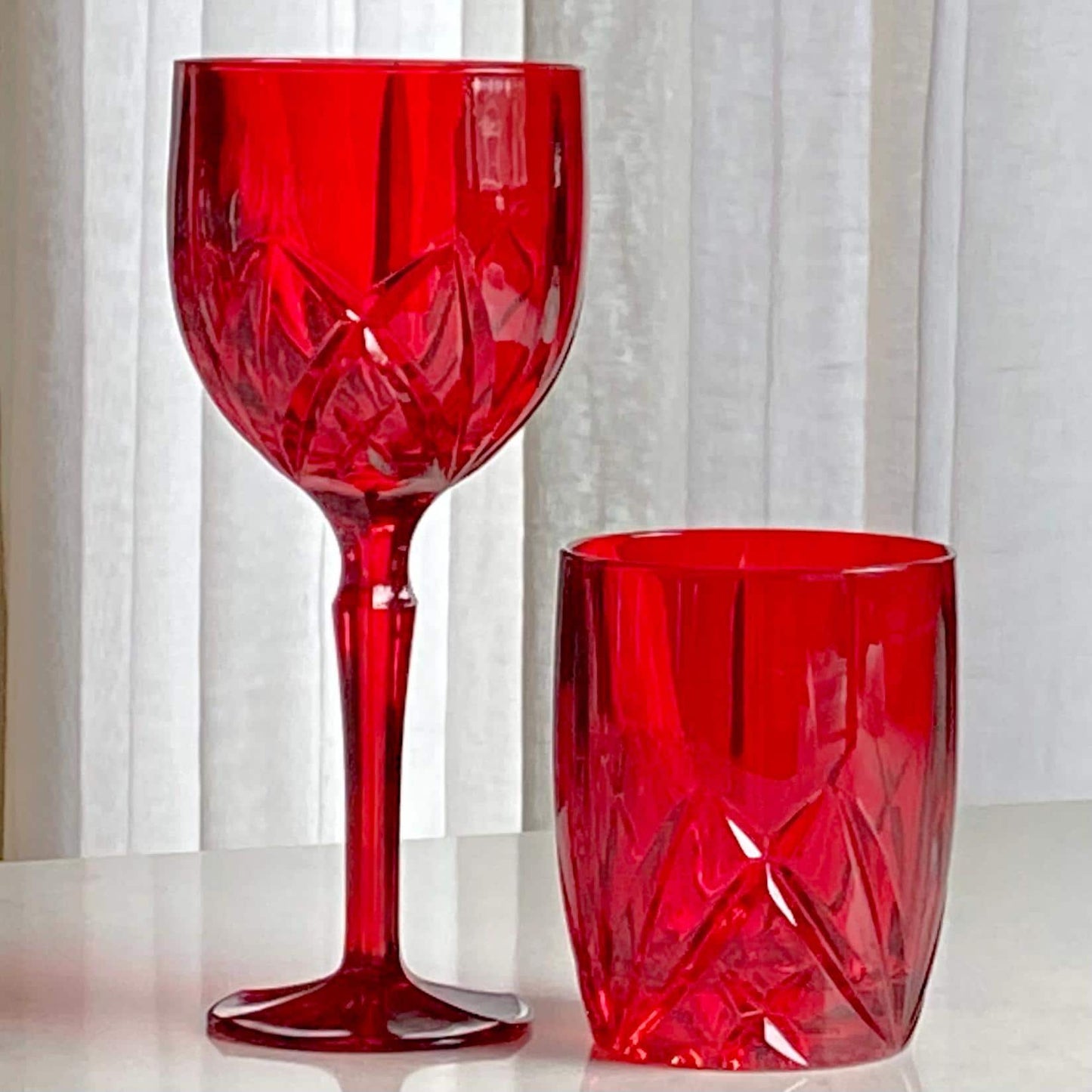 Vintage Waterford Marquise Brookside Red Glasses - Set of 8 Goblets