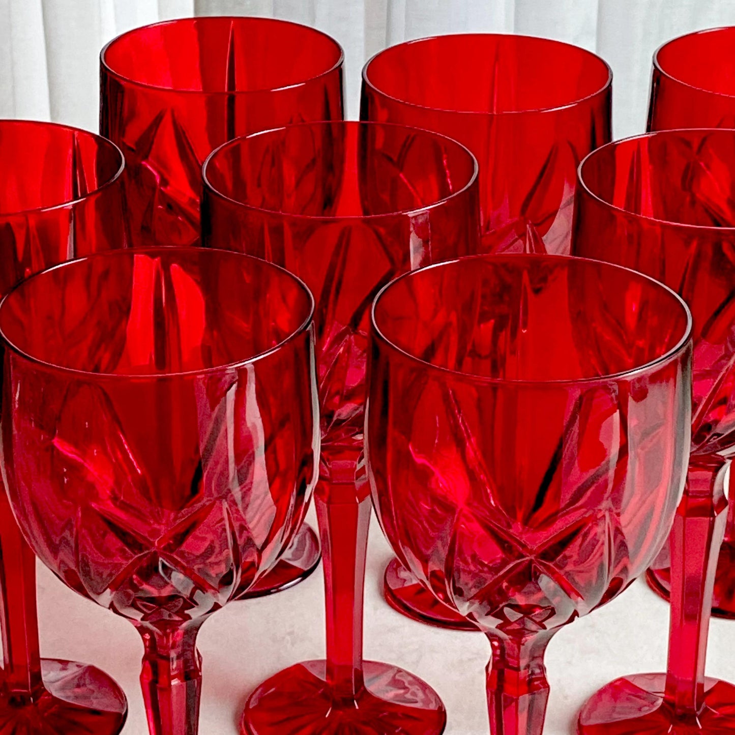 Vintage Waterford Marquise Brookside Red Glasses - Set of 8 Goblets