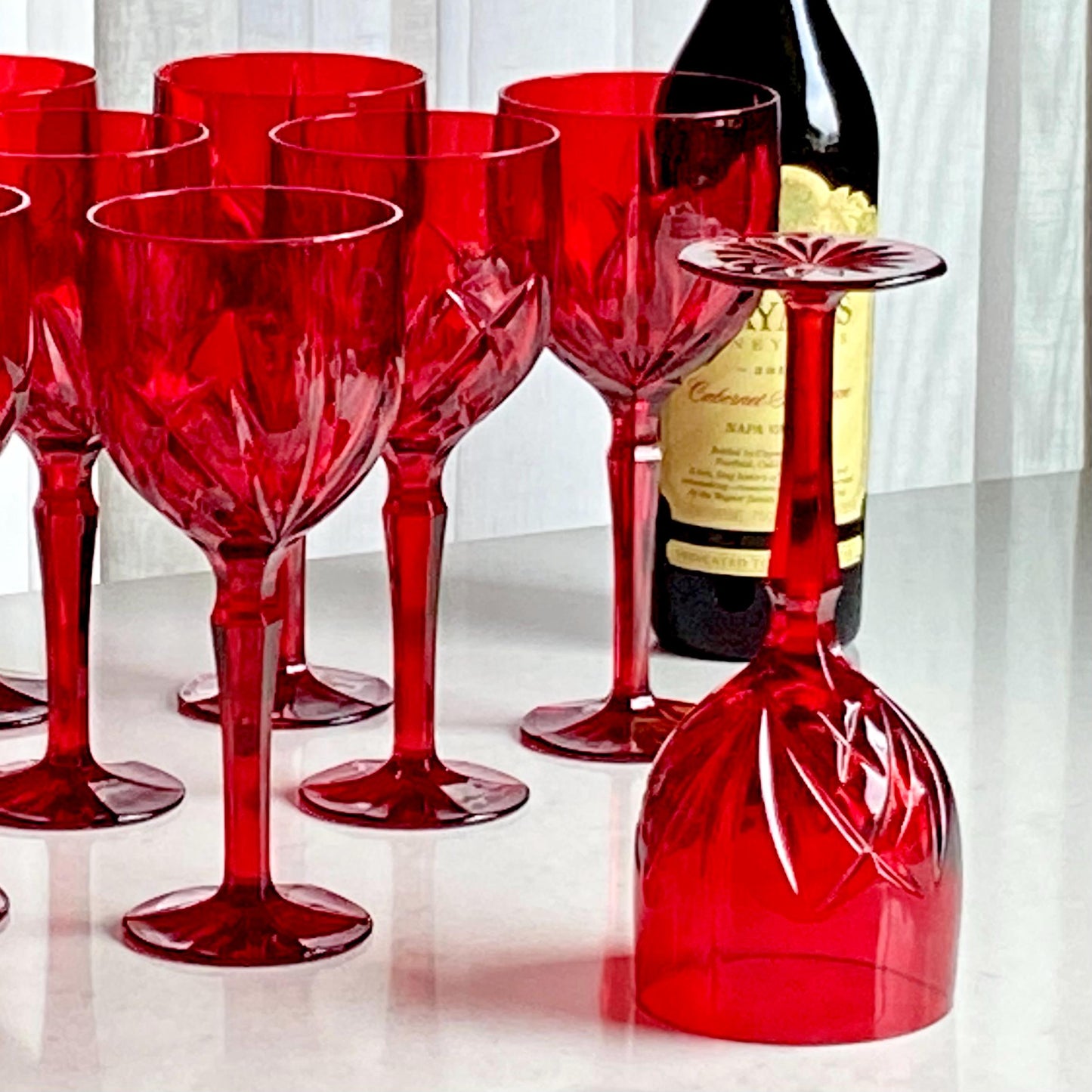 Vintage Waterford Marquise Brookside Red Glasses - Set of 8 Goblets