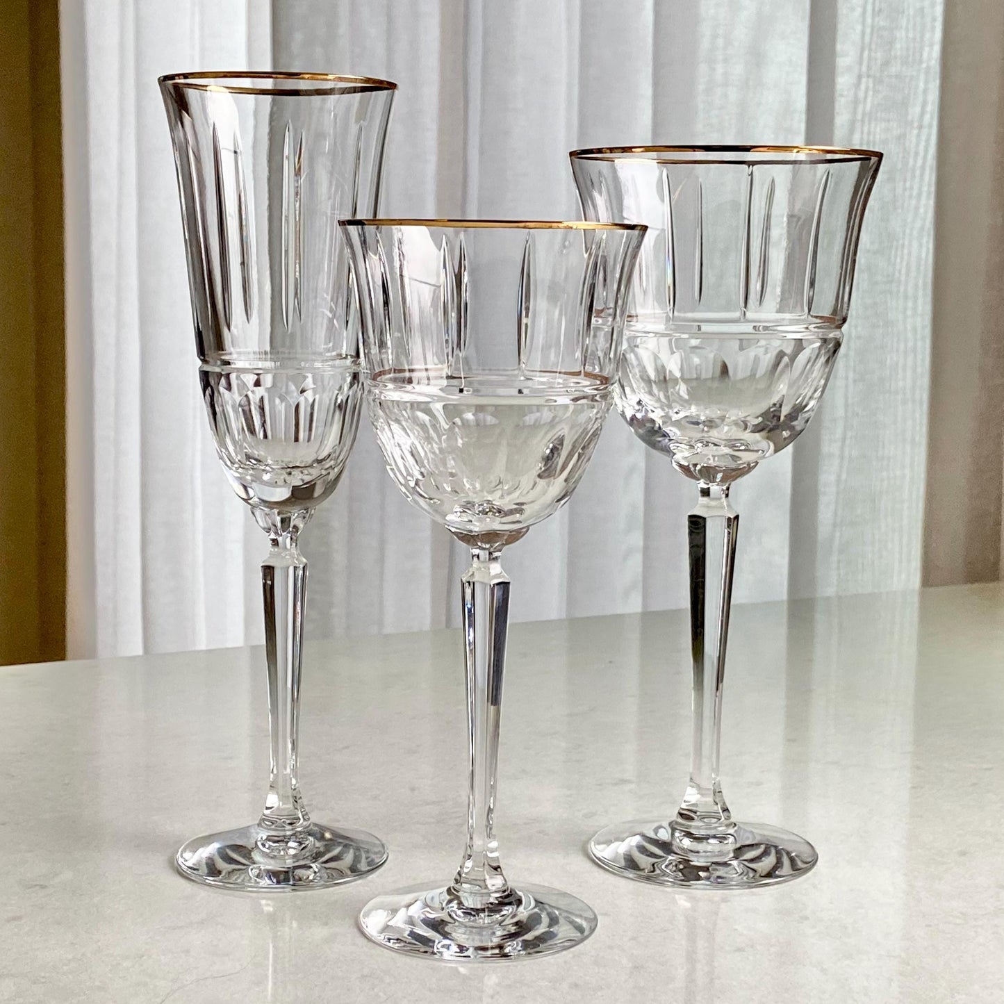 Vintage Lenox Classic Regency Gold Rim Glasses (circa 1988 - 1992) - Set of 12 Champagne Flutes